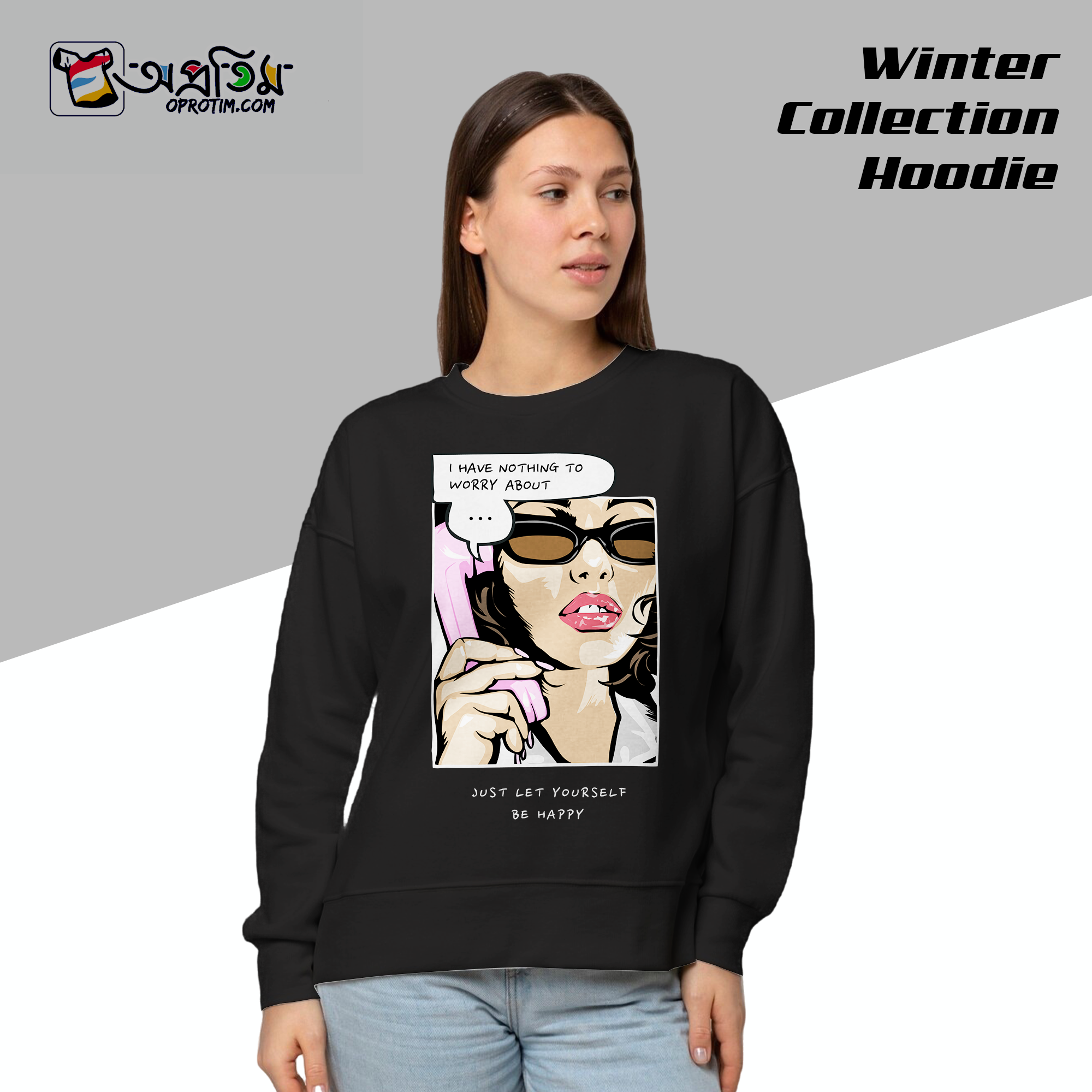 Ladies Black Design Printed Sweatshirt_img_0
