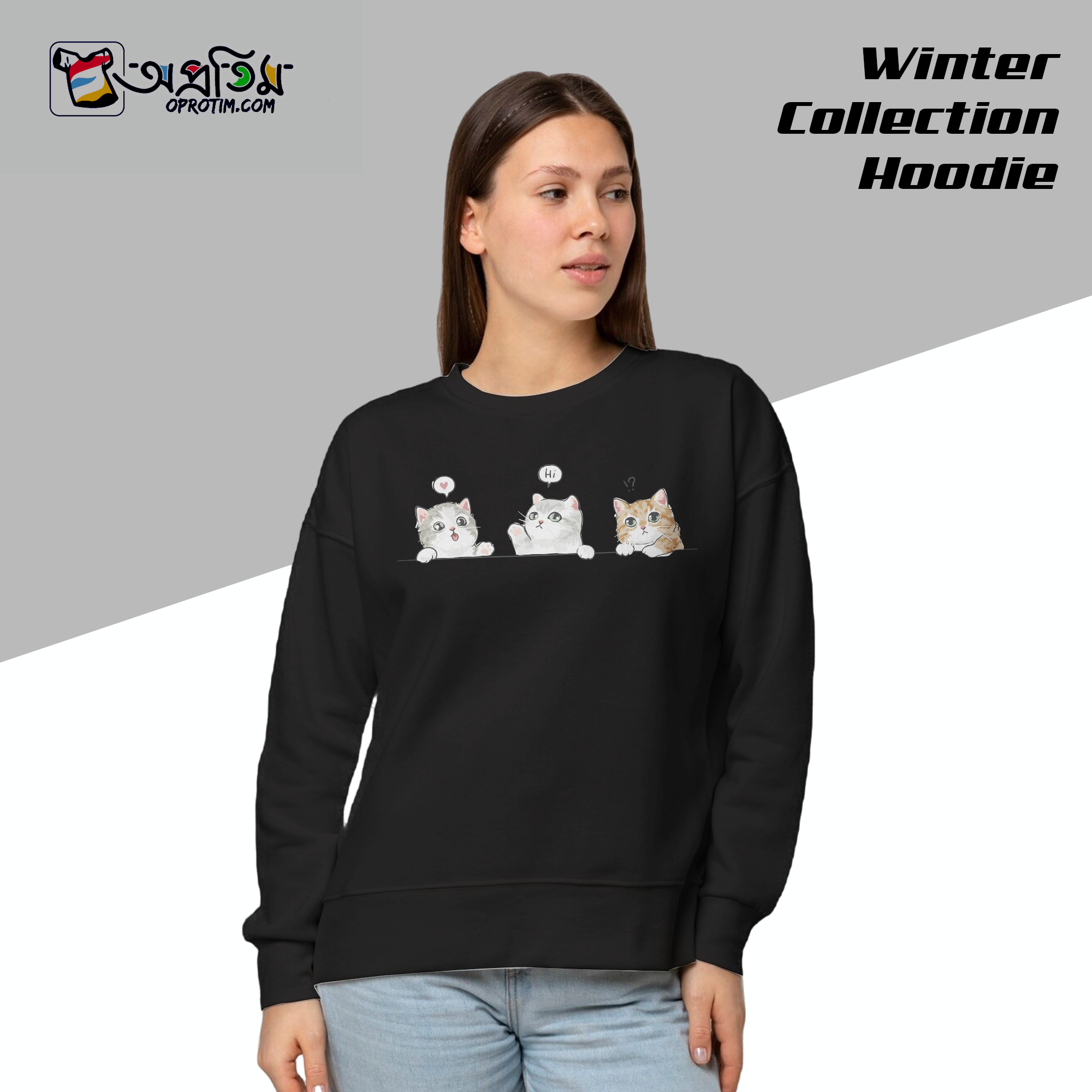 Ladies Black Design Printed Sweatshirt_img_1