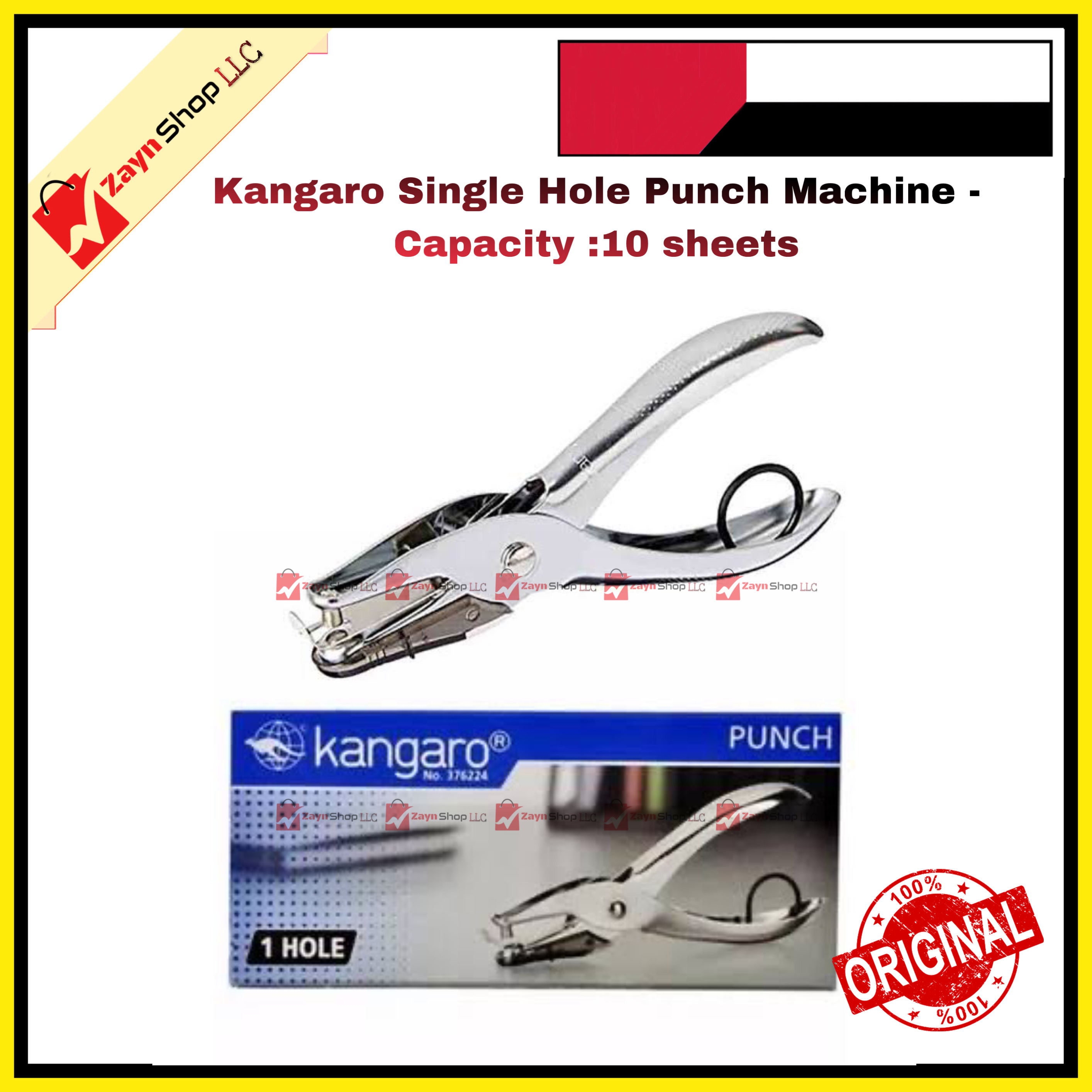 Kangaro Single Hole Punch Machine 1 pcs- punch Capacity 10 sheets_img_0