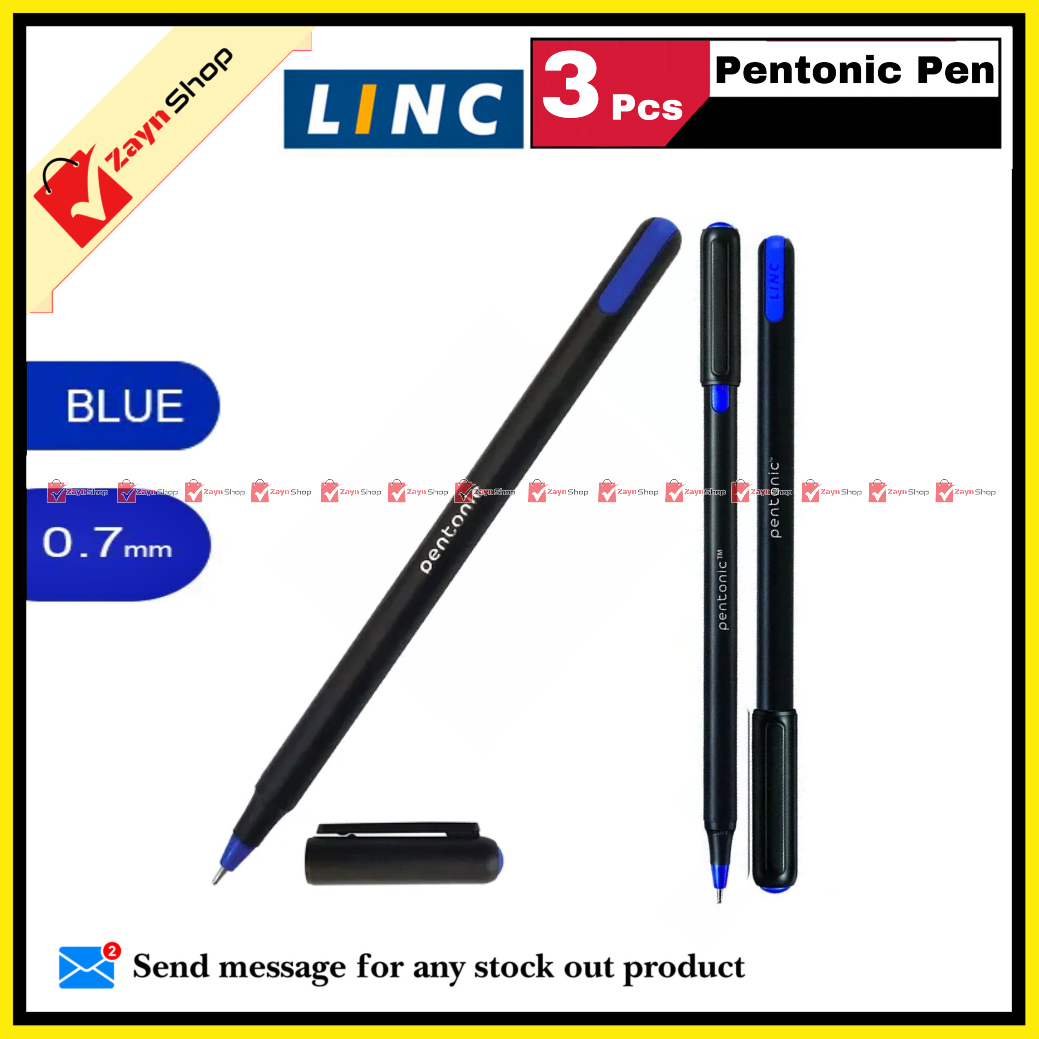 Linc Pentonic Ball Pen 0.7mm Black /Blue / Red 3 pcs_img_1