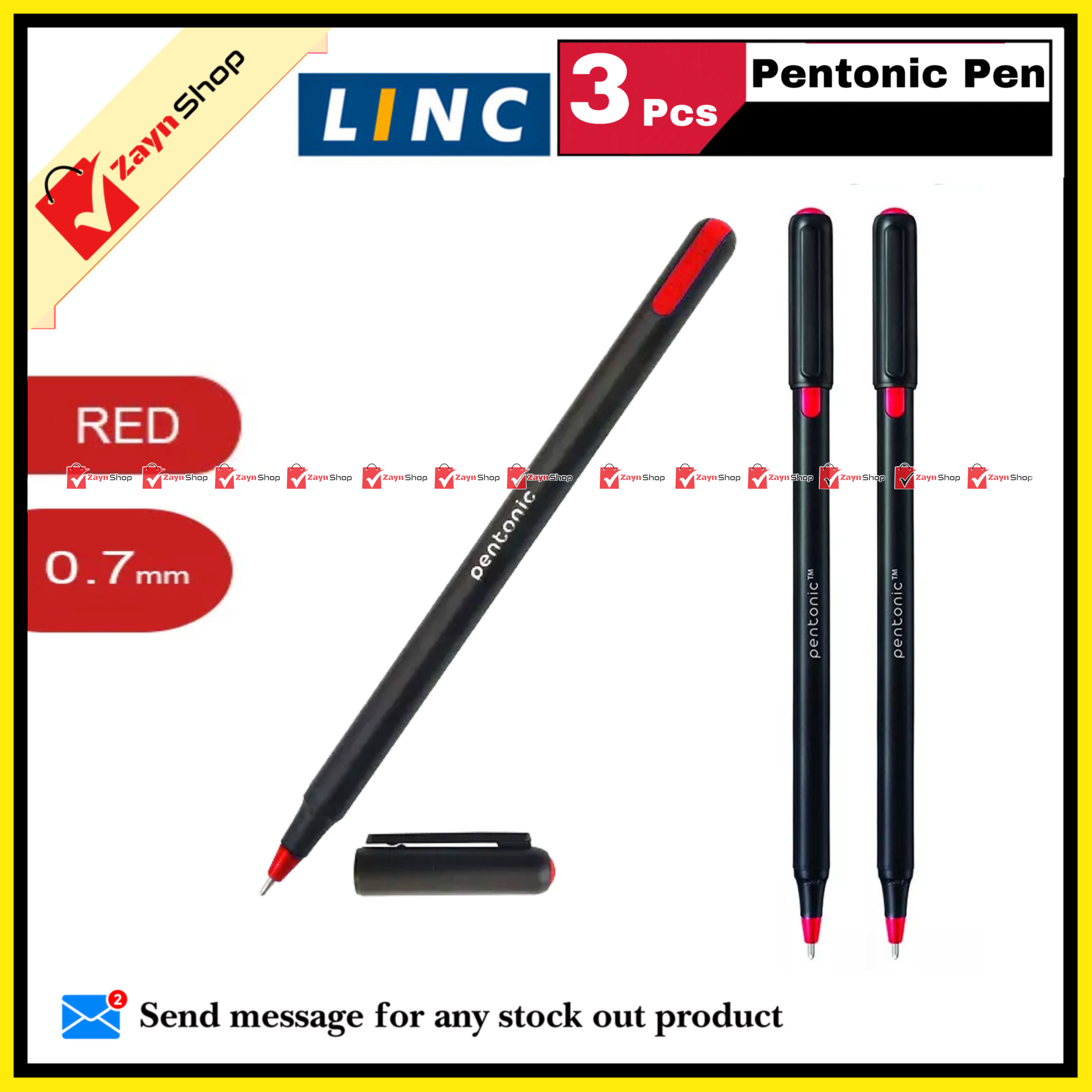 Linc Pentonic Ball Pen 0.7mm Black /Blue / Red 3 pcs_img_2