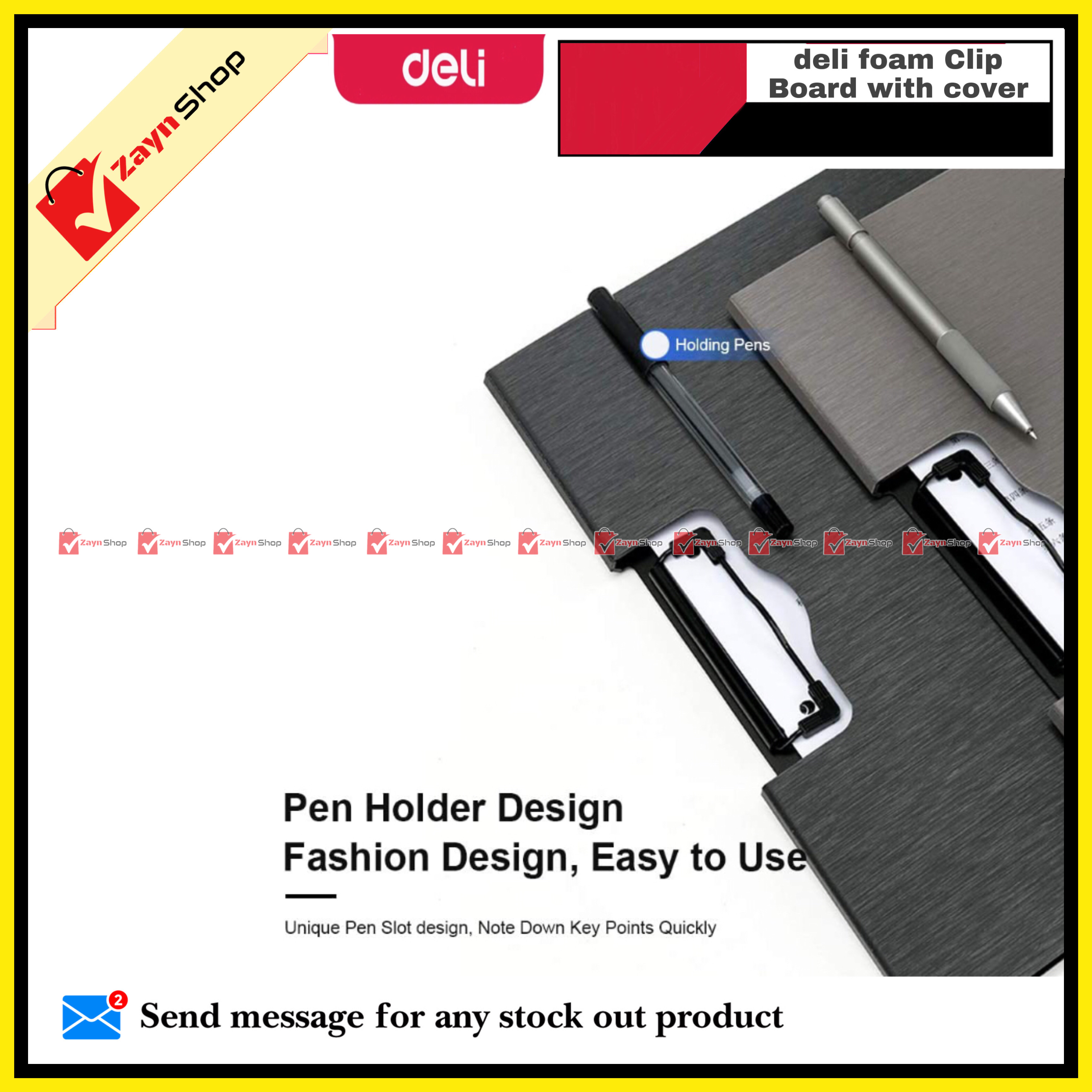 Deli Foam Clip Board with Cover Horizontal Dark Grey 64512 (1 pcs )_img_2