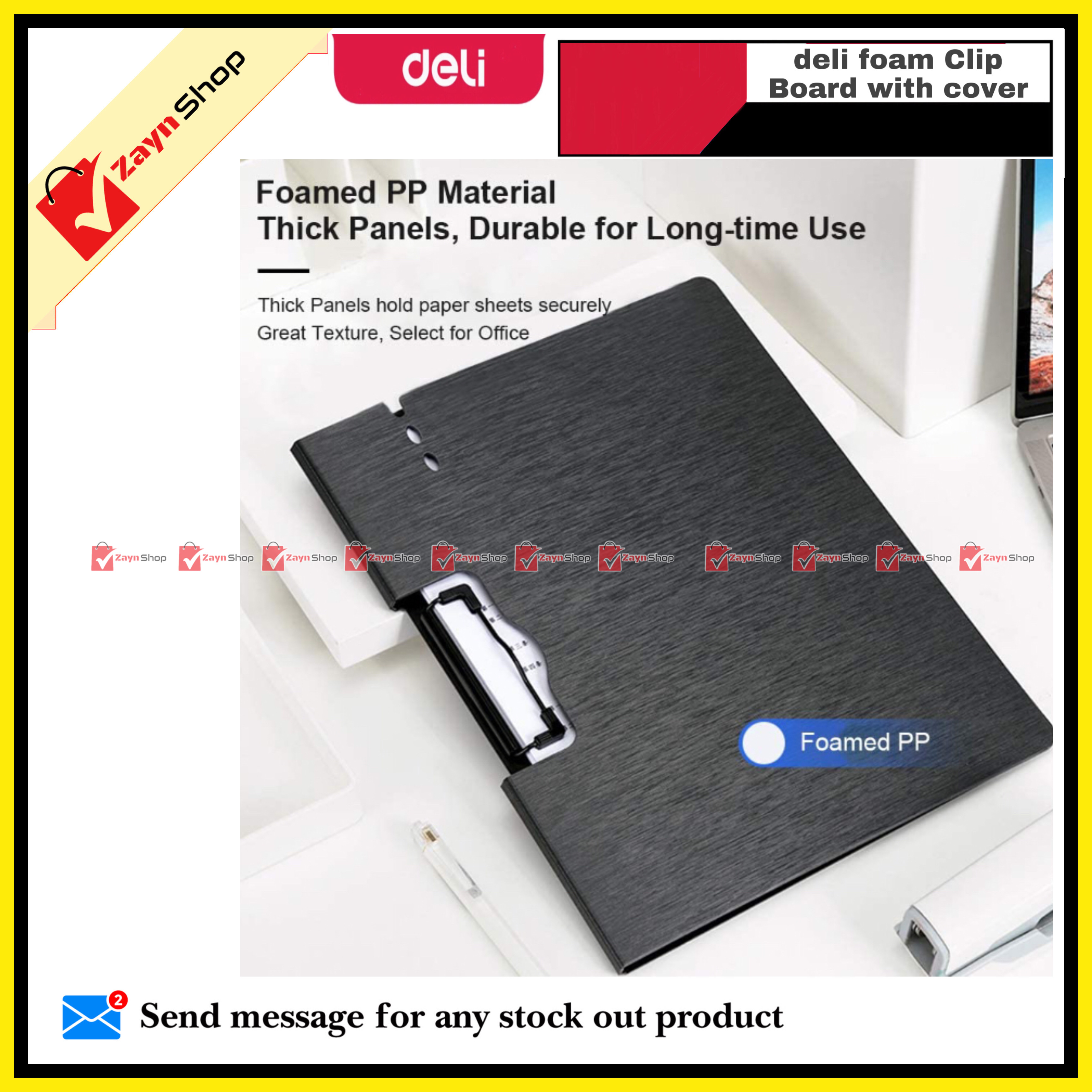 Deli Foam Clip Board with Cover Horizontal Dark Grey 64512 (1 pcs )_img_4