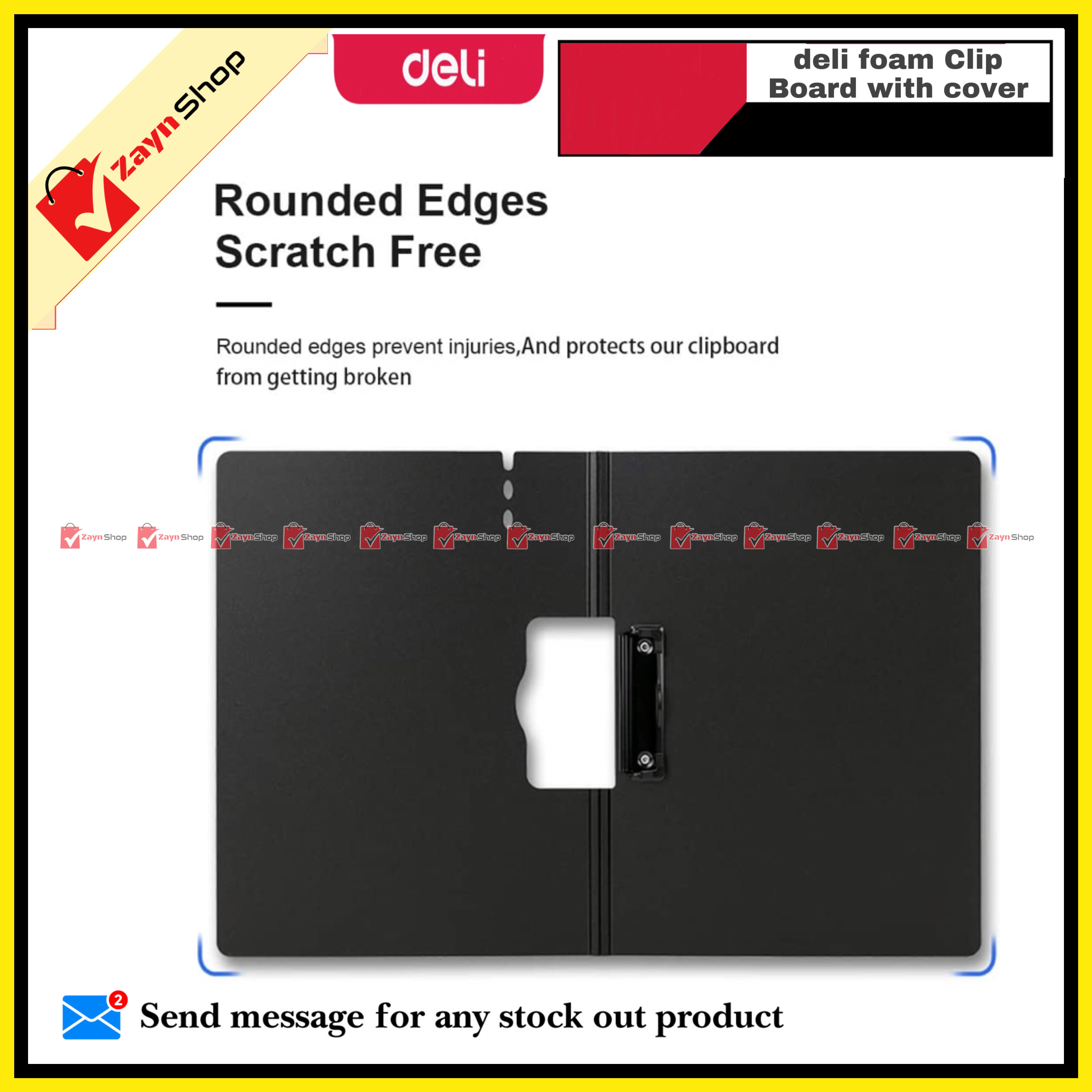 Deli Foam Clip Board with Cover Horizontal Dark Grey 64512 (1 pcs )_img_5