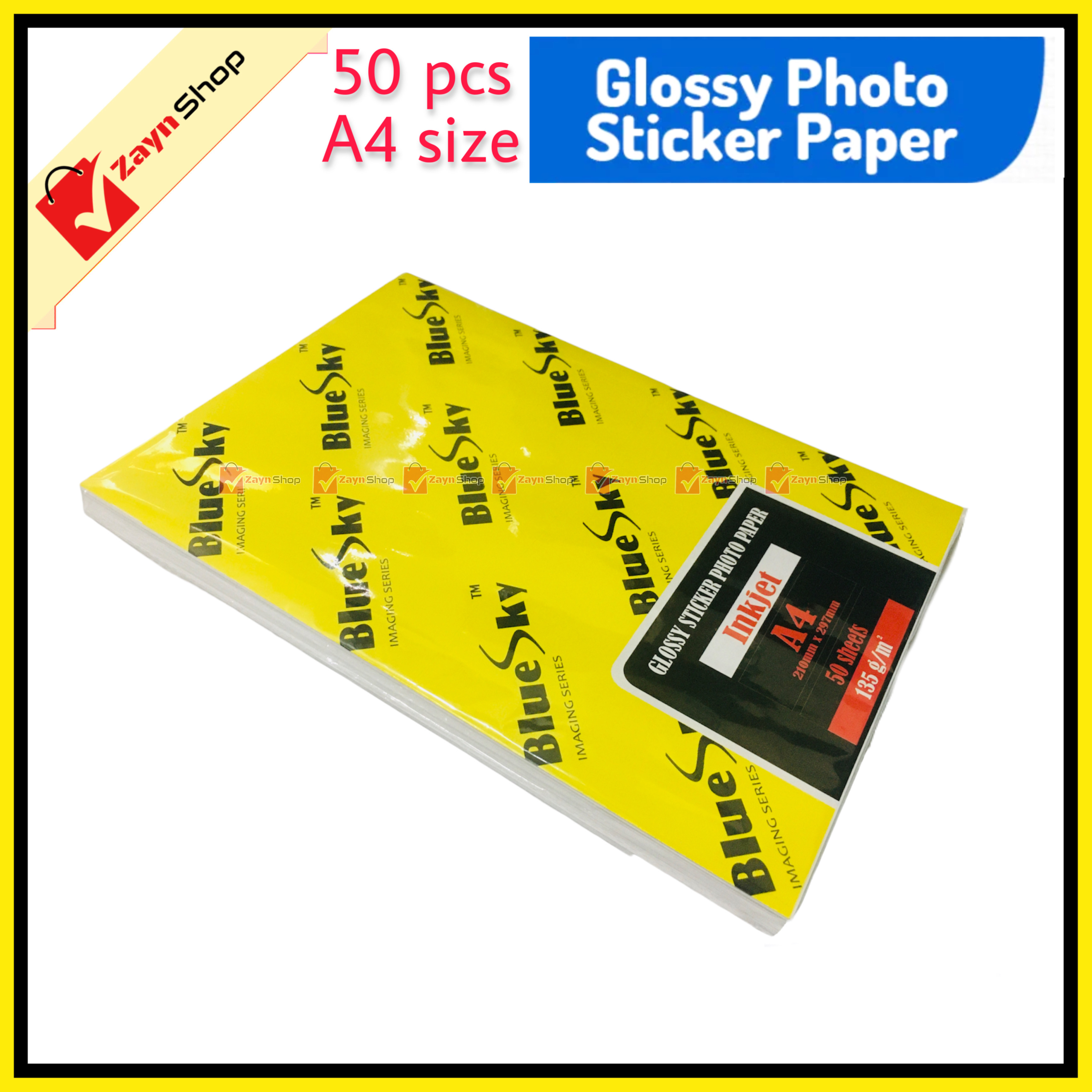 Sticker Photo Paper Glossy Self Adhesive A4 size 135gsm Pack of 50 Pcs for Inkjet printer_img_4