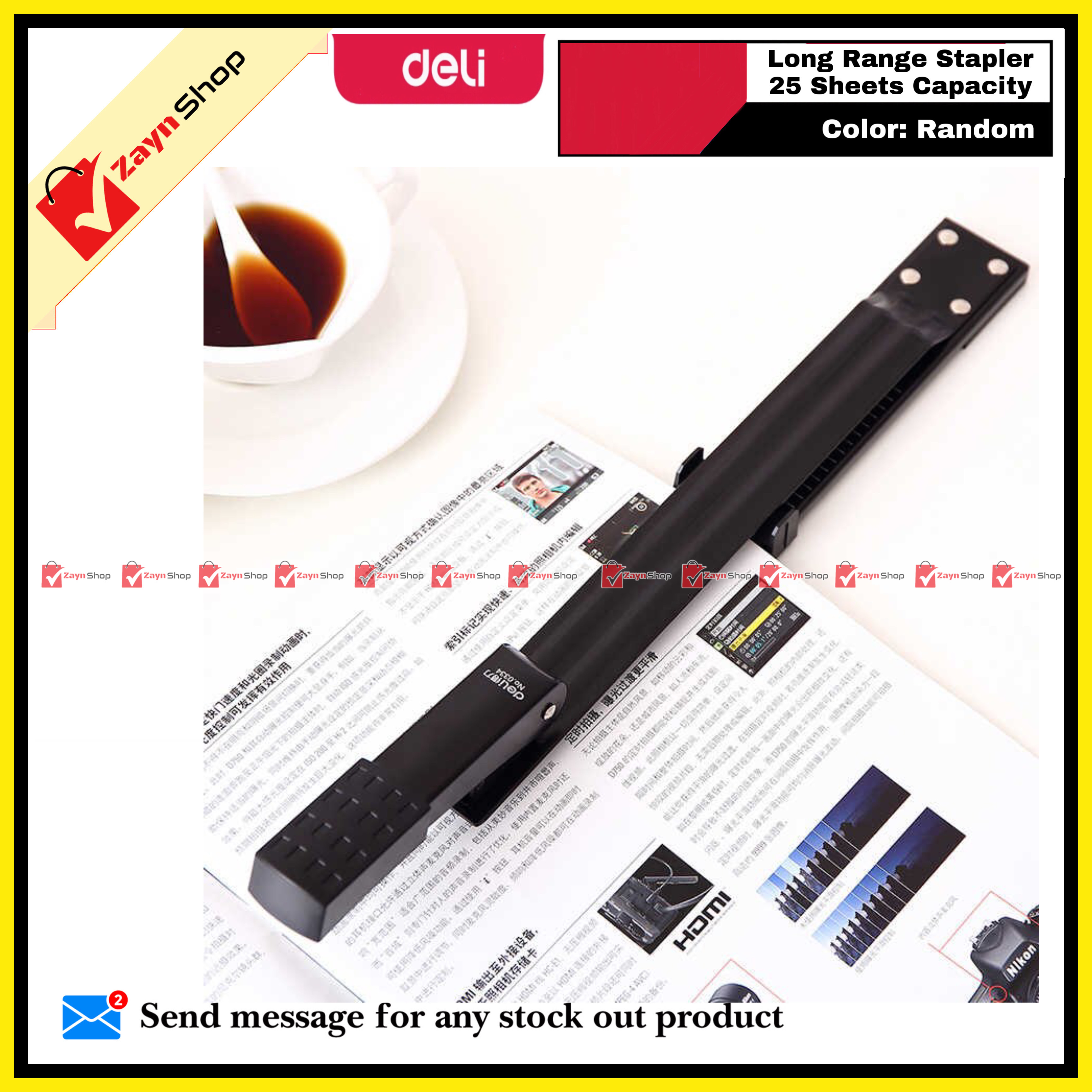Deli Long Range Stapler 25 Sheets Capacity 0334 Random color 1pcs_img_3