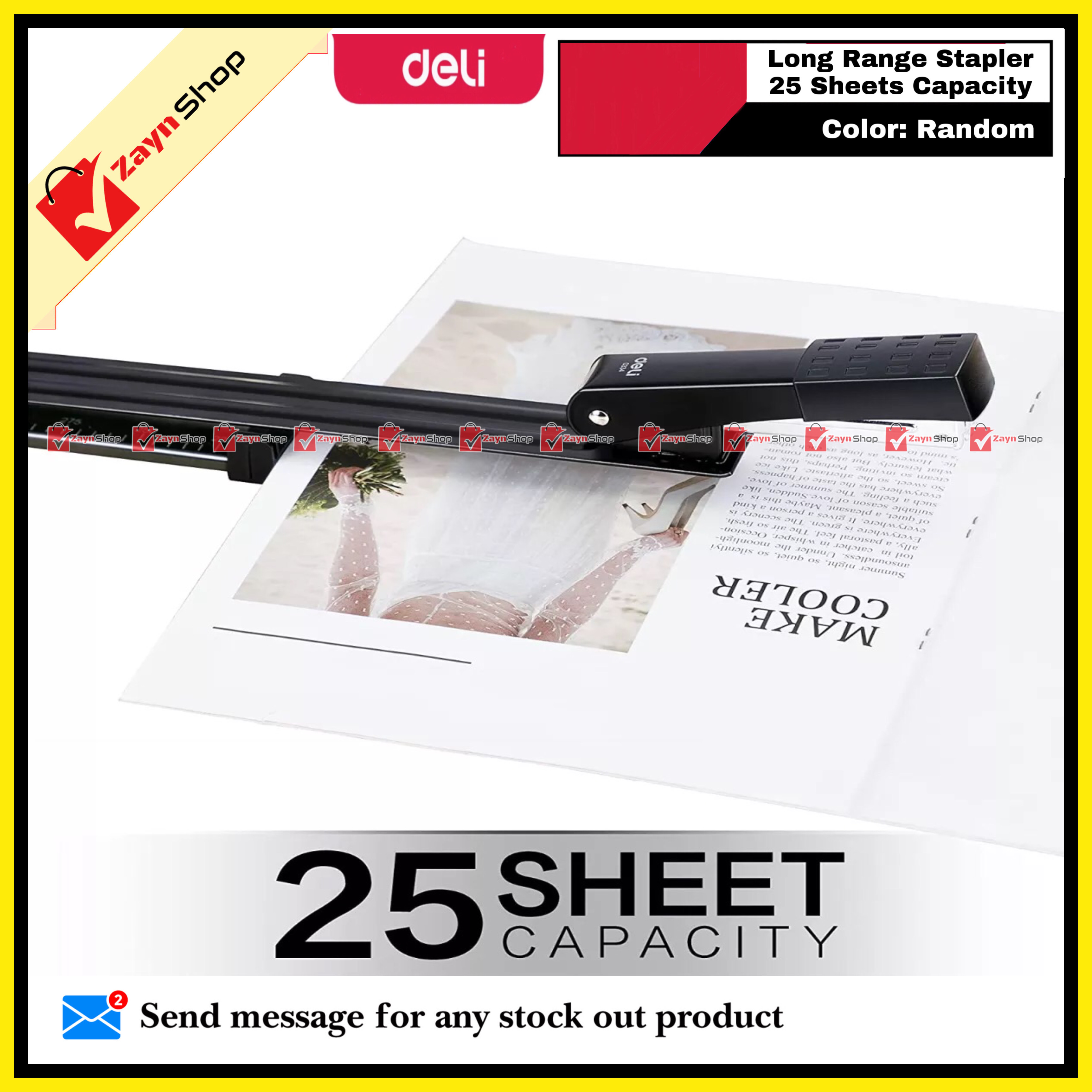 Deli Long Range Stapler 25 Sheets Capacity 0334 Random color 1pcs_img_4