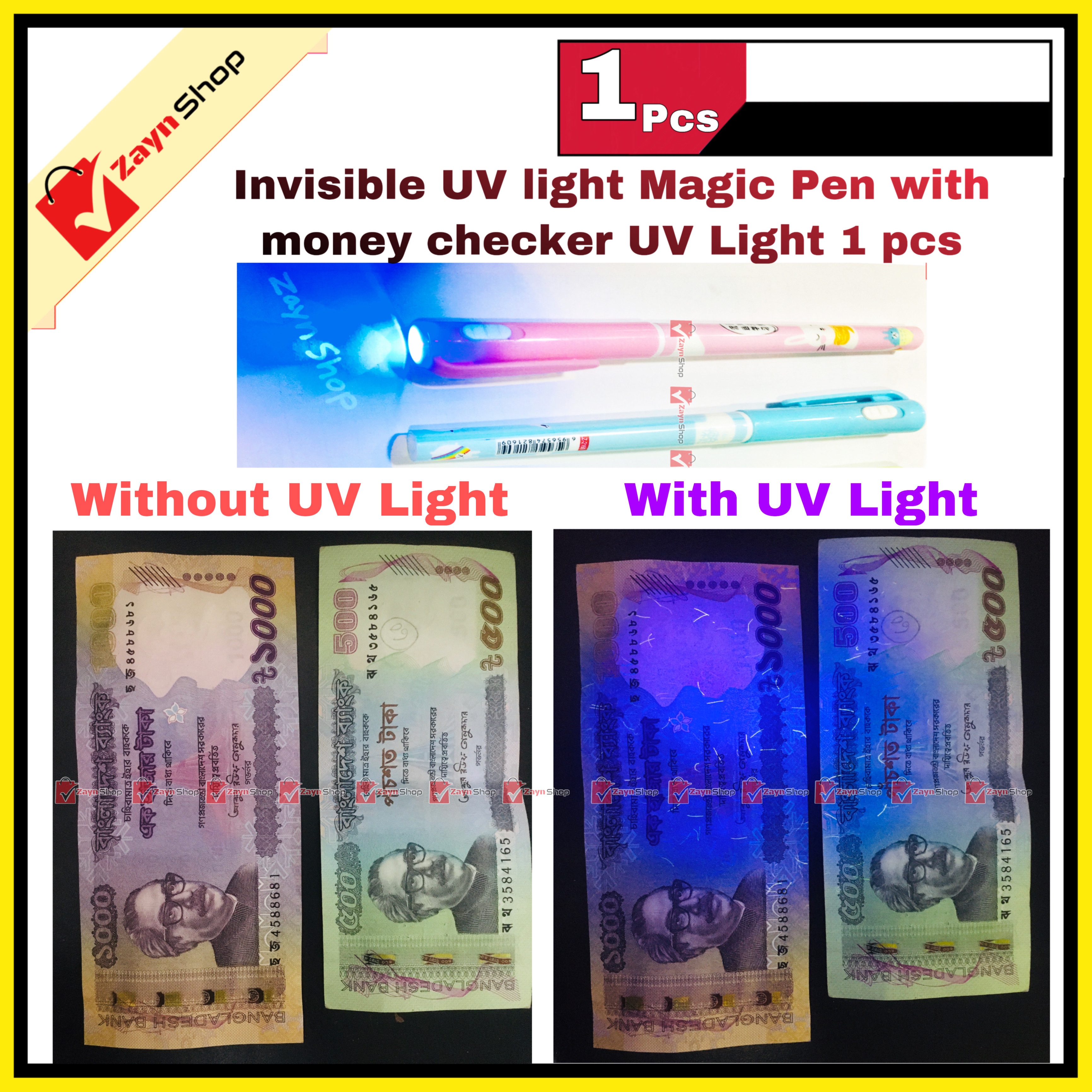 Invisible Ink UV Light Pen With Money Checker 1 Pcs_img_1