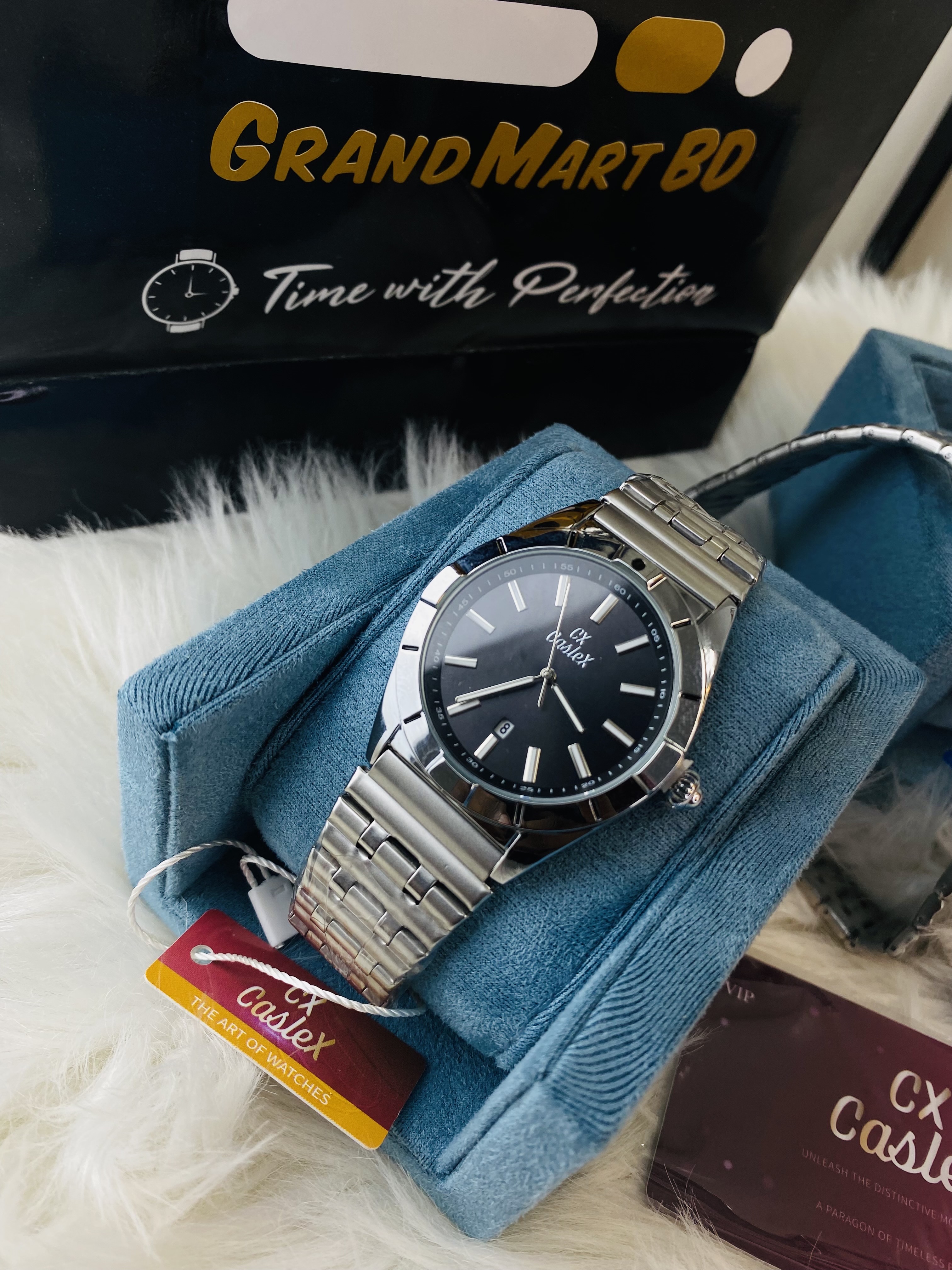 Caslex Men watch Uper Black chain silver_img_1