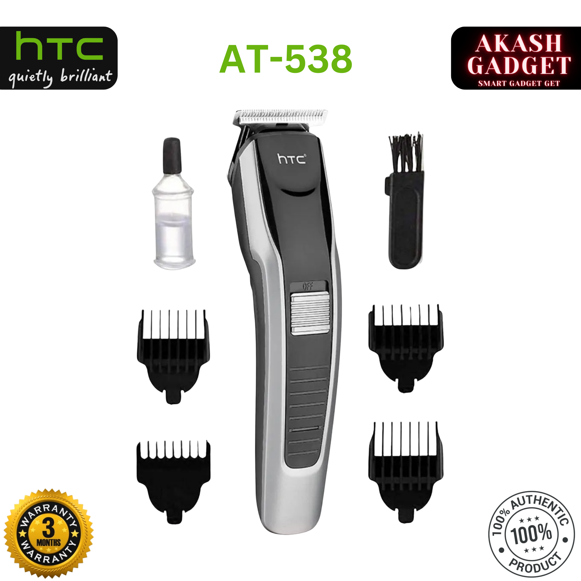 HTC AT-538 Rechargeable Hair and Beard Trimmer For Men