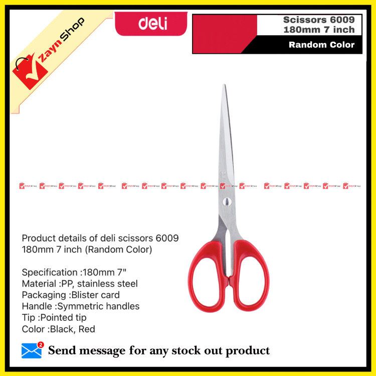 deli scissors 180mm 7 inch 6009 (Random Color)_img_0