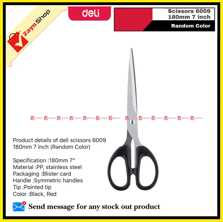 deli scissors 180mm 7 inch 6009 (Random Color)_img_1
