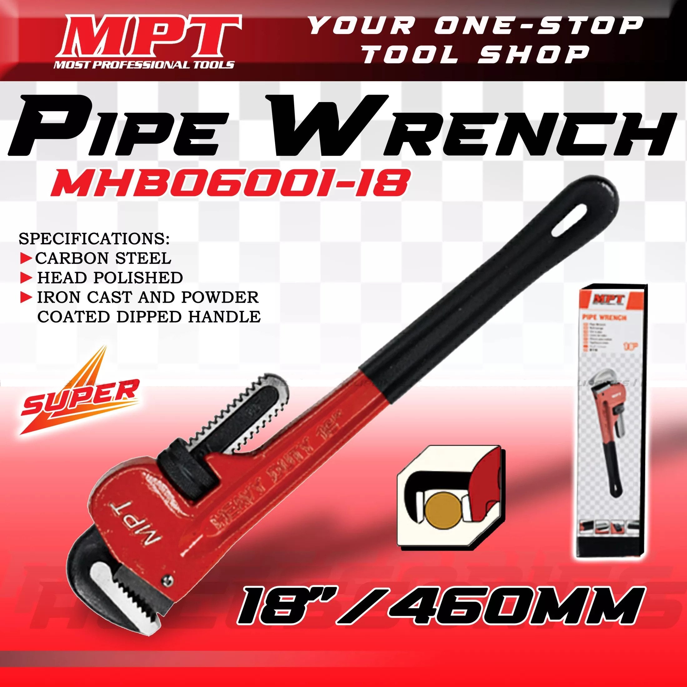MPT Heavy Duty Pipe Wrench ( 12" | 14" | 18" | 24" ), Carbon steel; MHB06001_img_8