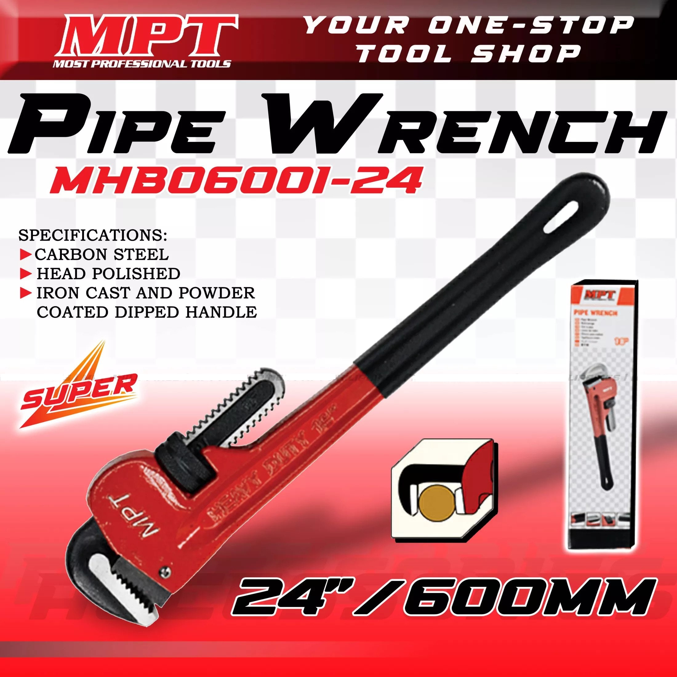 MPT Heavy Duty Pipe Wrench ( 12" | 14" | 18" | 24" ), Carbon steel; MHB06001_img_9