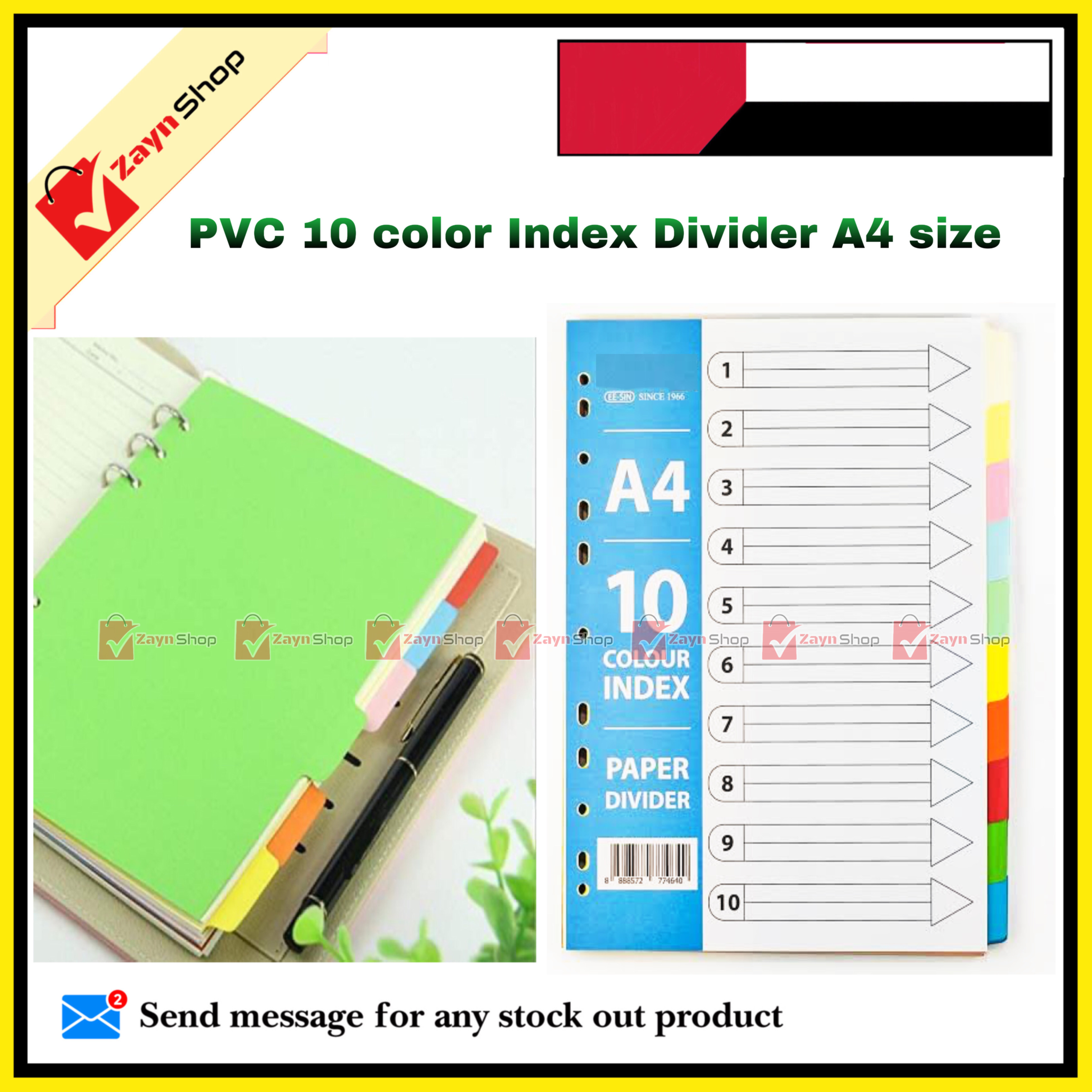 Plastic Index Divider A4 size Sheet pack of 10 colors 1 set_img_2