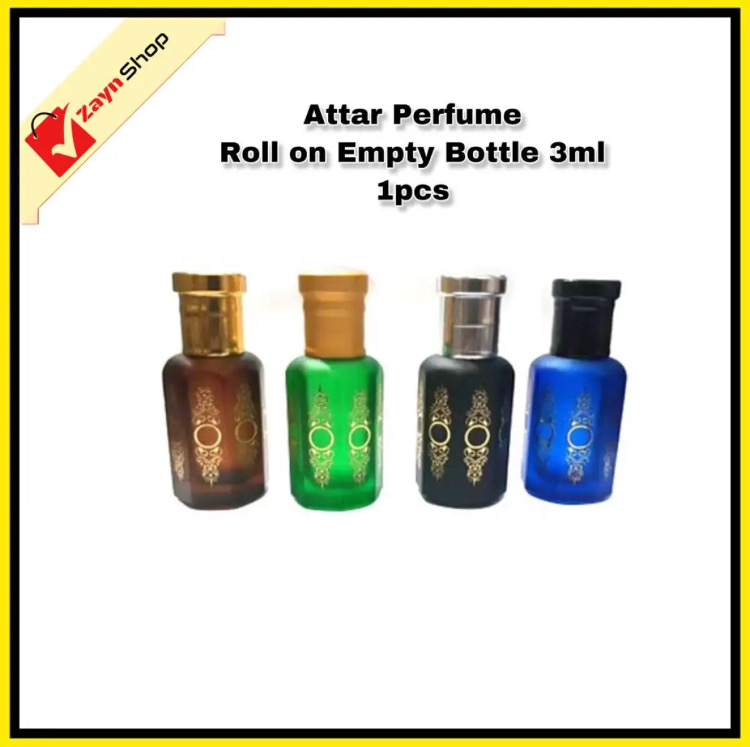 Roll on attar Empty Refillable Glass Matte Premium Bottle Random color 3ml 1 pcs_img_2