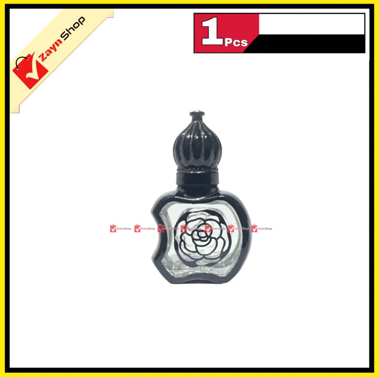 Empty Roll on attar Bottle Glass apple shape 10ml Refillable  Black Color 1pcs_img_2
