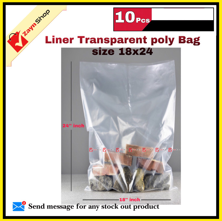 Liner Transparent poly Bag Size 18x24 Trash Bag 10 pcs_img_0