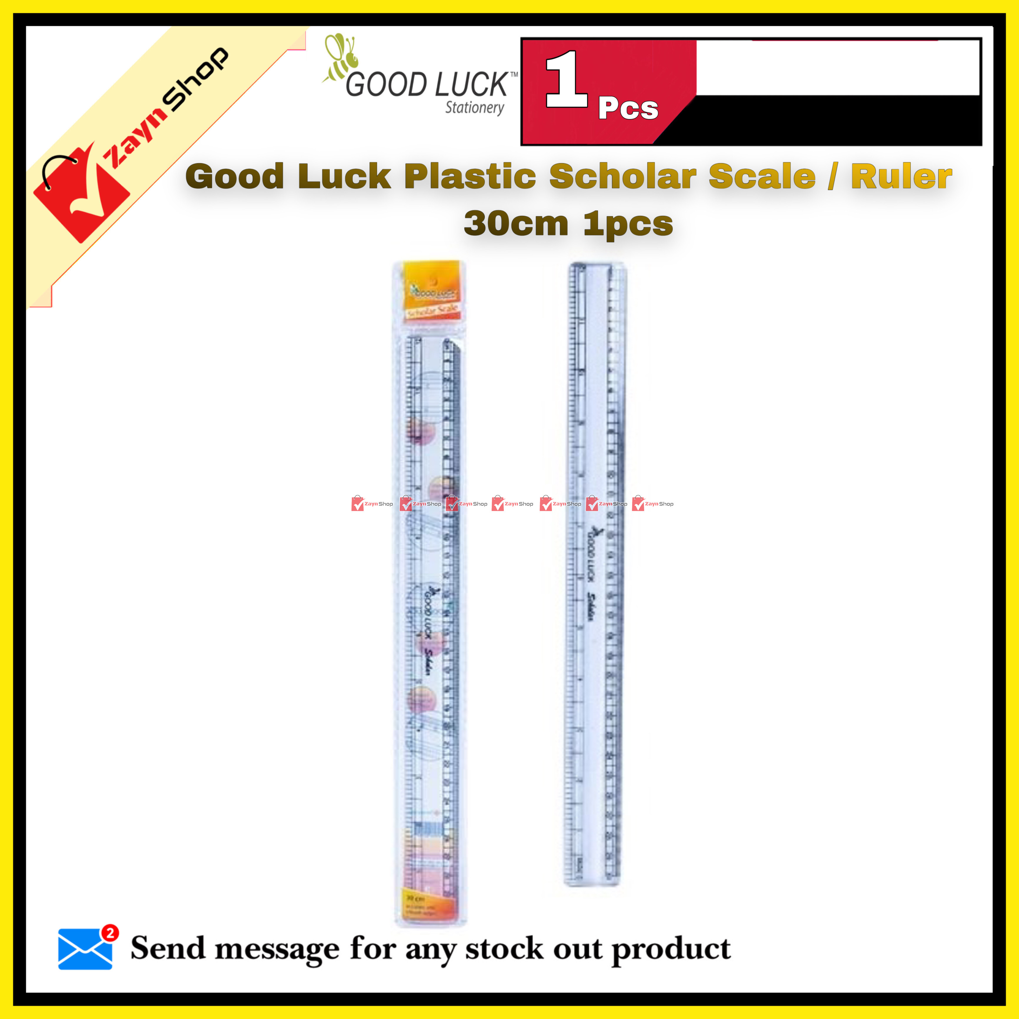 Good Luck Plastic Scholar Scale / Ruler  30cm 1pcs_img_1