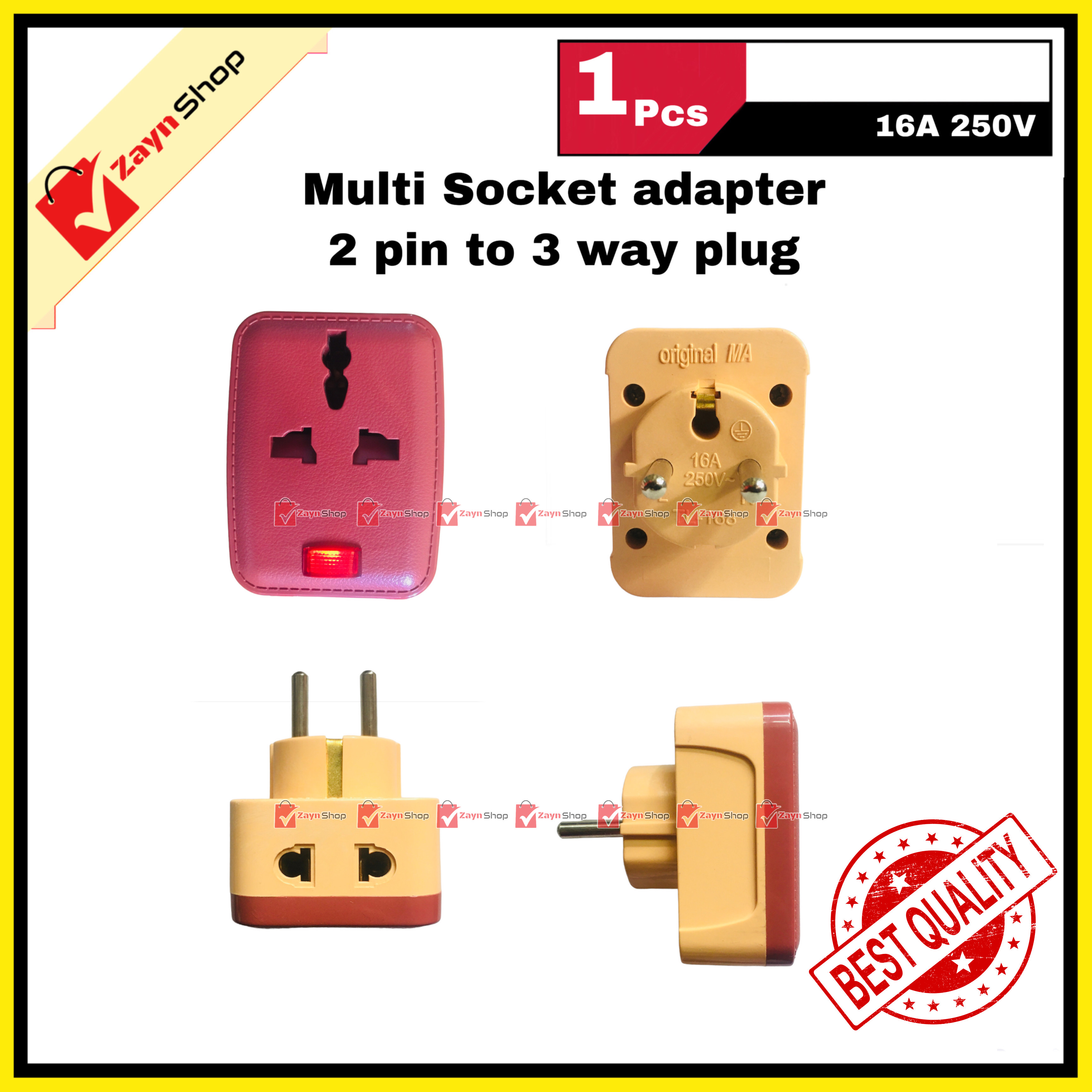 Multi Socket Plug Adapter 250V 16A 2 Pin Power Plug To 3 Way 3 Point Socket Converter With LED Indicator 1pcs_img_0