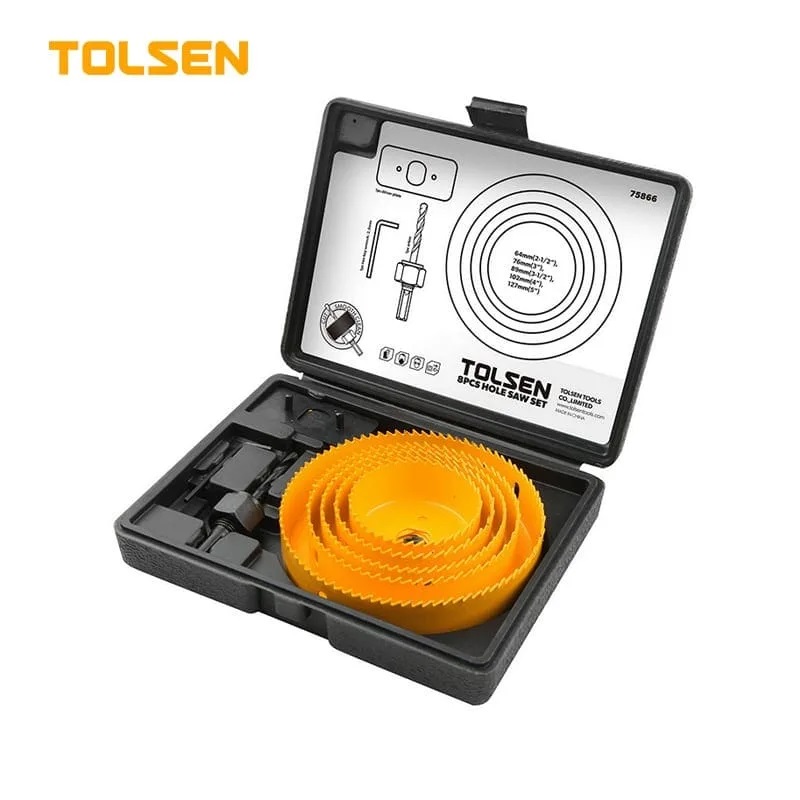 TOLSEN 8pcs Hole Saw Set 64-127mm Wood Plastic Boring Drill Circle Cutter Set 75866_img_4