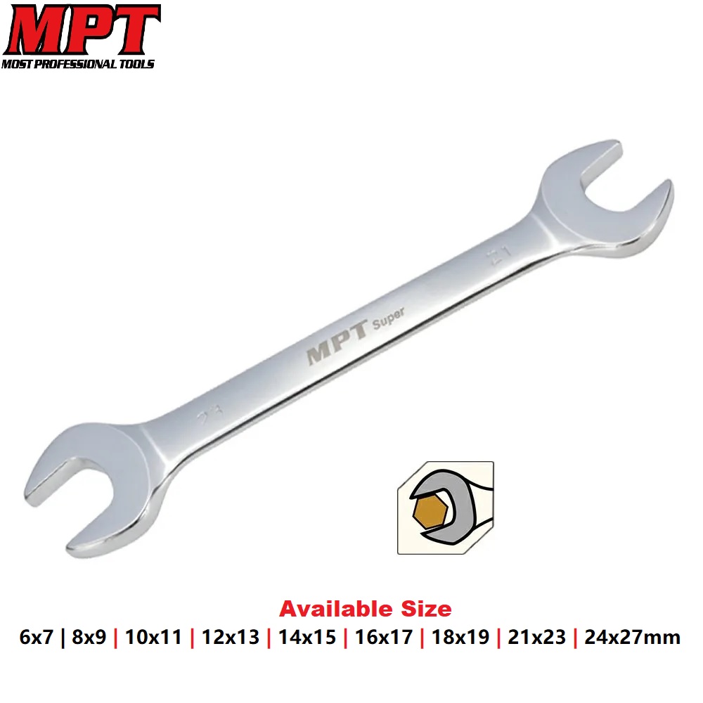 MPT Double Open End Spanner Dully ( 6x7 | 8x9 | 10x11 | 12x13 | 14x15 | 16x17 | 18x19 | 21x23 | 24x27mm ), CRV; MHC03001