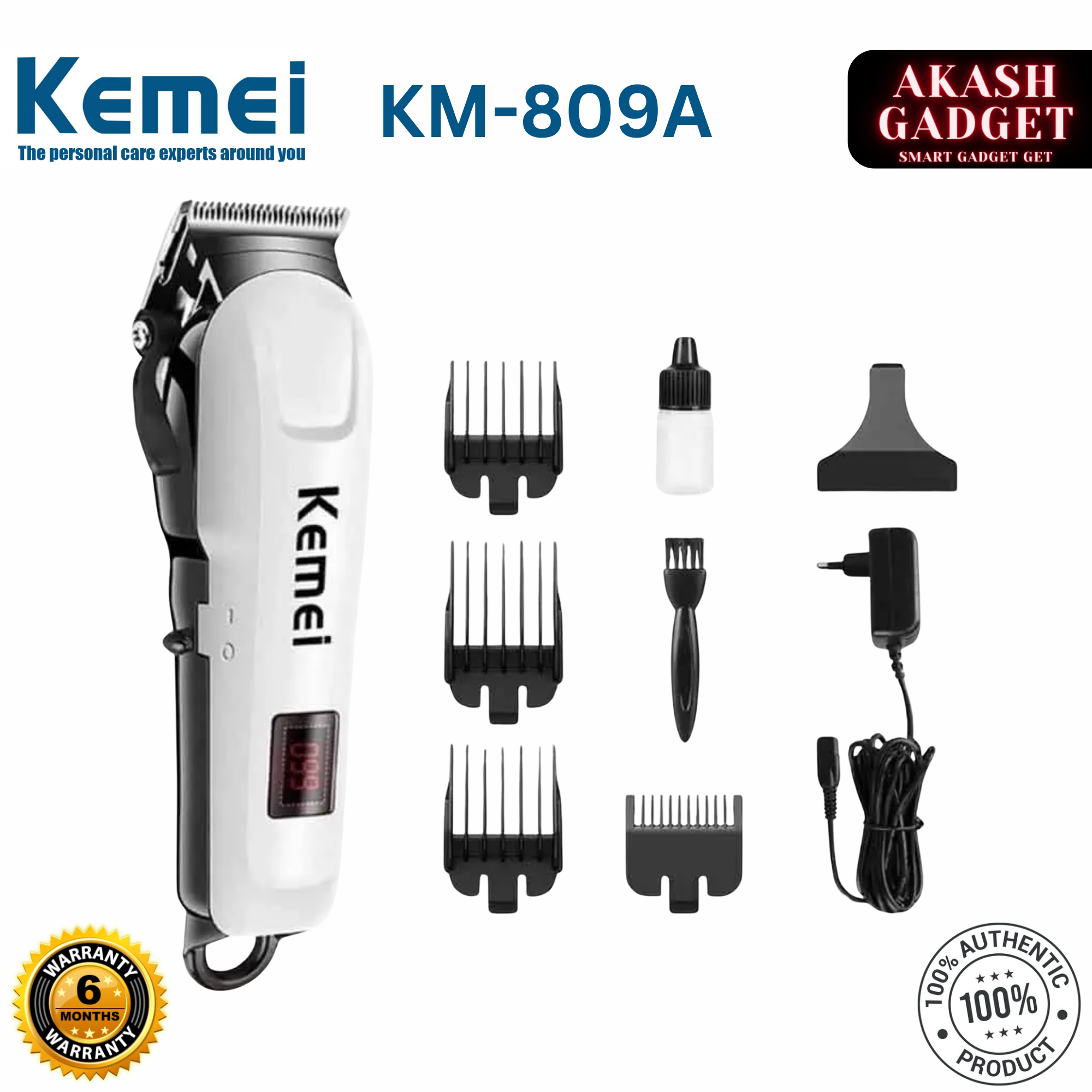 Kemei KM-809A Rechargeable Hair Clipper and Trimmer for Men_img_0