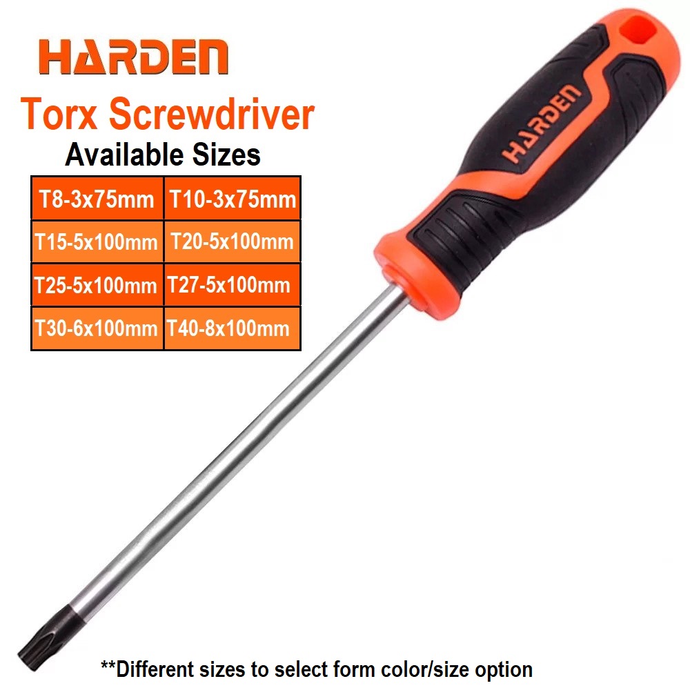 HARDEN Trox Screwdriver ( T8 | T10 | T15 | T20 | T25 | T27 | T30 | T40 ) with Soft Handle and Strong Magnet, CRV; 550292 | 550293 | 550294 | 550295 | 550296 | 550297 | 550298 | 550299_img_0
