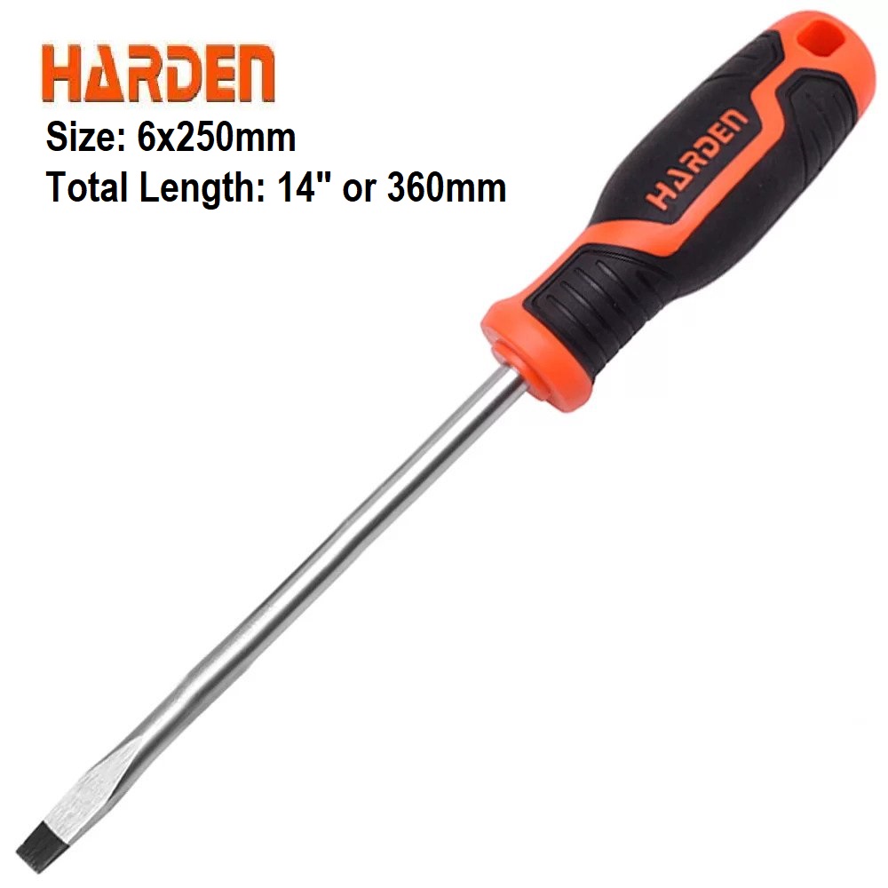 HARDEN Slotted Magnetic Screwdriver ( 1.5" | 4" | 6" | 8" | 10" | 12" ), Flat Screw driver with strong magnet & CRV; Model: 550251 | 550253 | 550255 | 550256 |  550257 | 550258_img_15