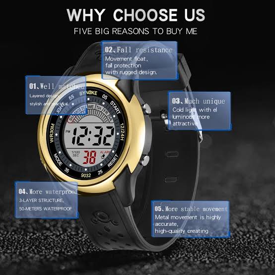SYNOKE for Kids Digital Boys Resistant Back Light  Watch Waterproof Kid Watch_img_8