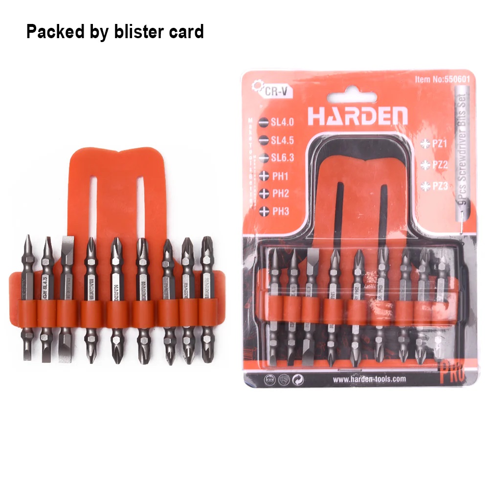 HARDEN 9pcs Magnetic Screwdriver Bit Set – Double-Sided Slotted, Phillips & Pozi Tips; 550601_img_4