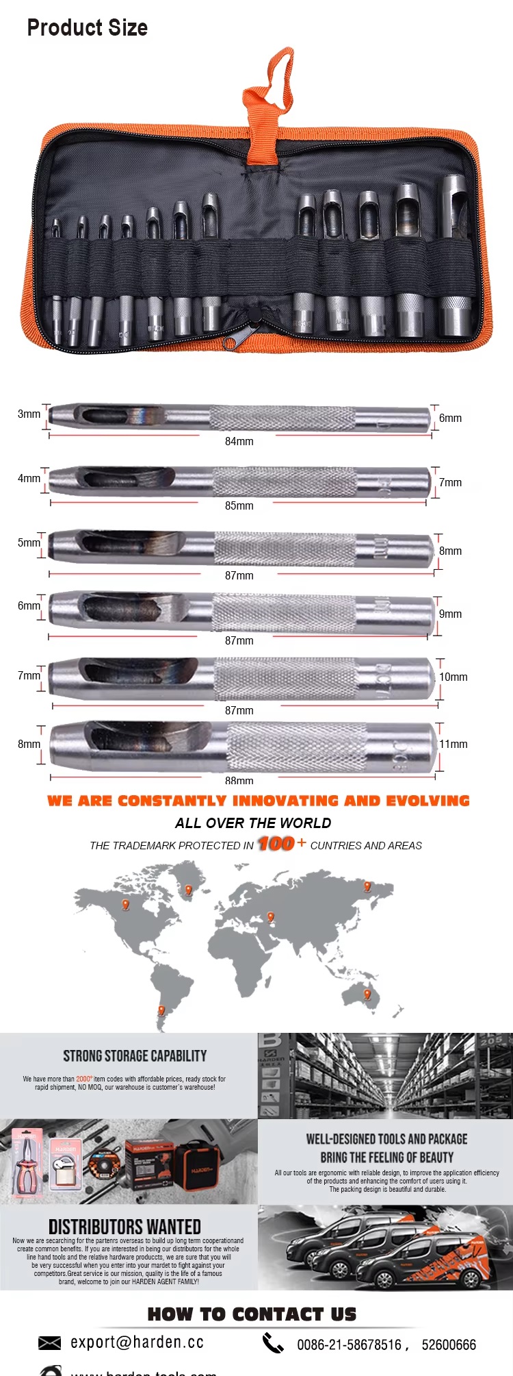 HARDEN 12pcs Hollow Punch Set (3 -16 mm), Leather Puncher; 610848_img_6