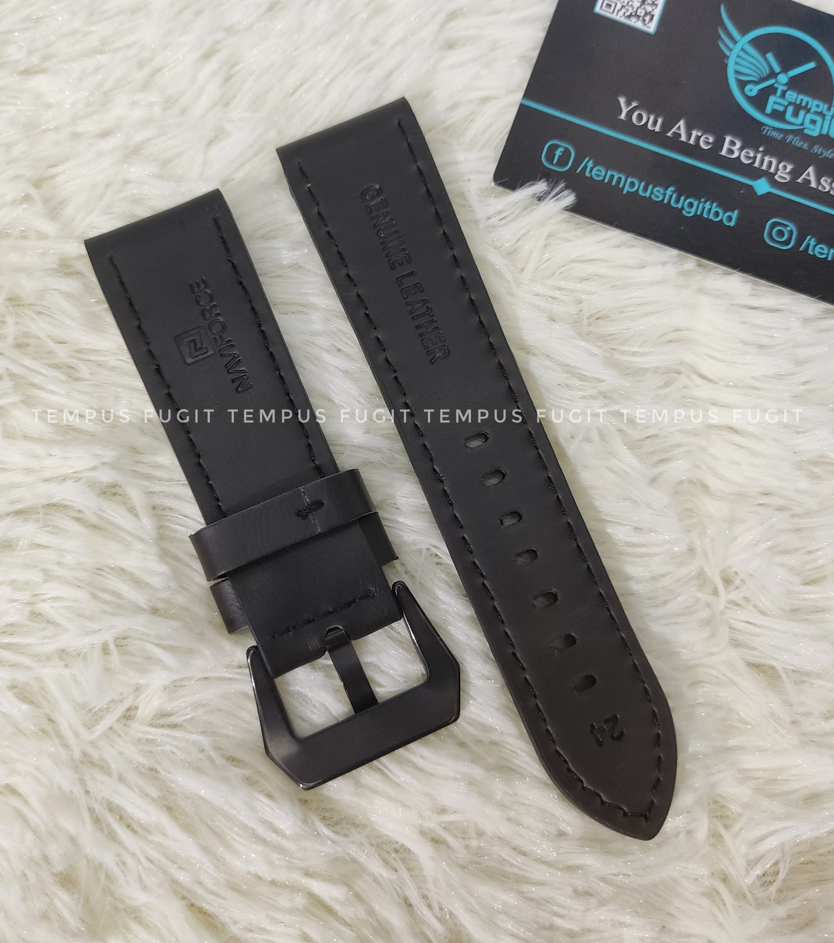 Naviforce Gents 24mm Black Colored Watch Belt_img_1