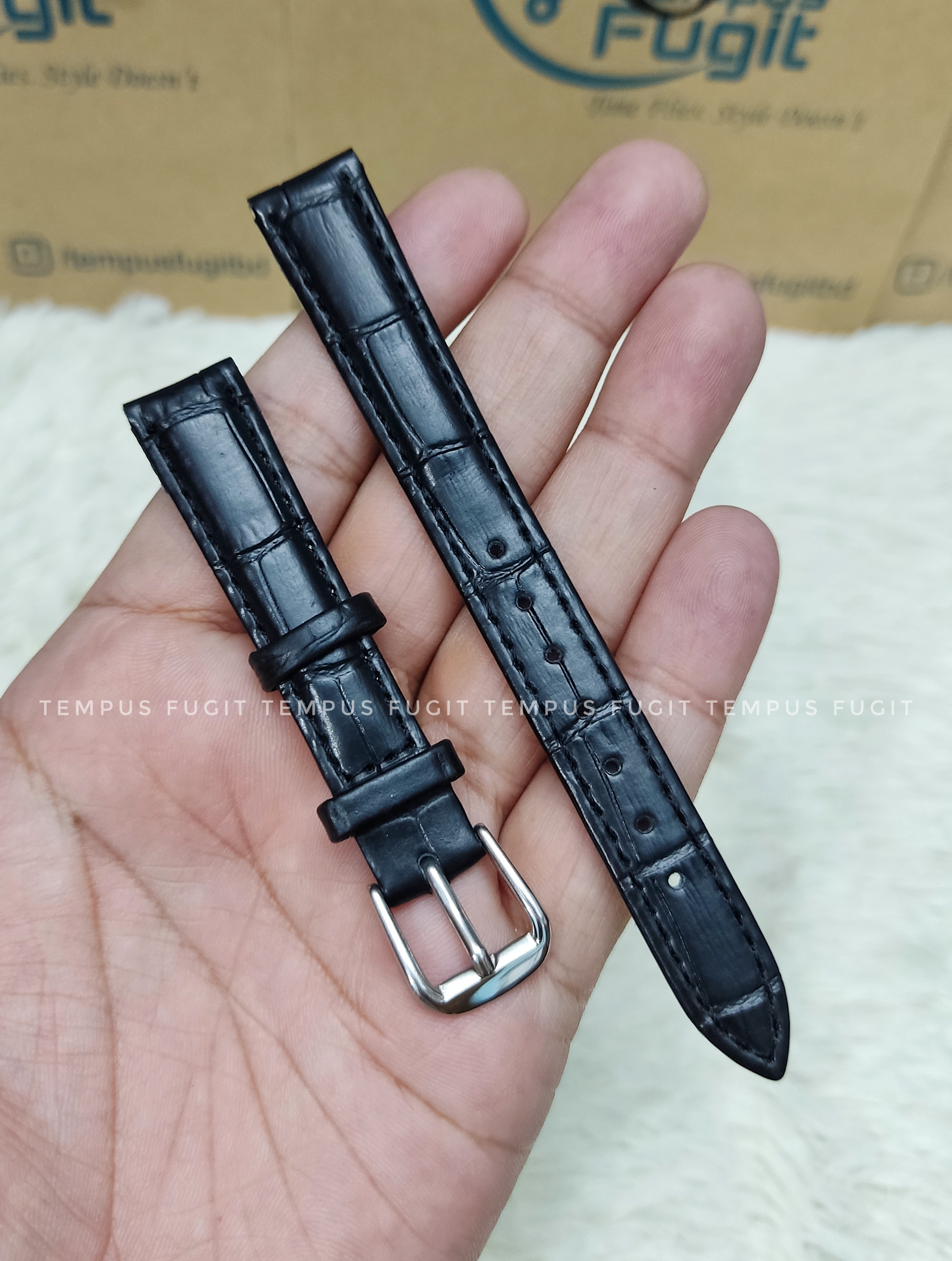 Ladies 14mm Structured Black Colored Watch Belt_img_0