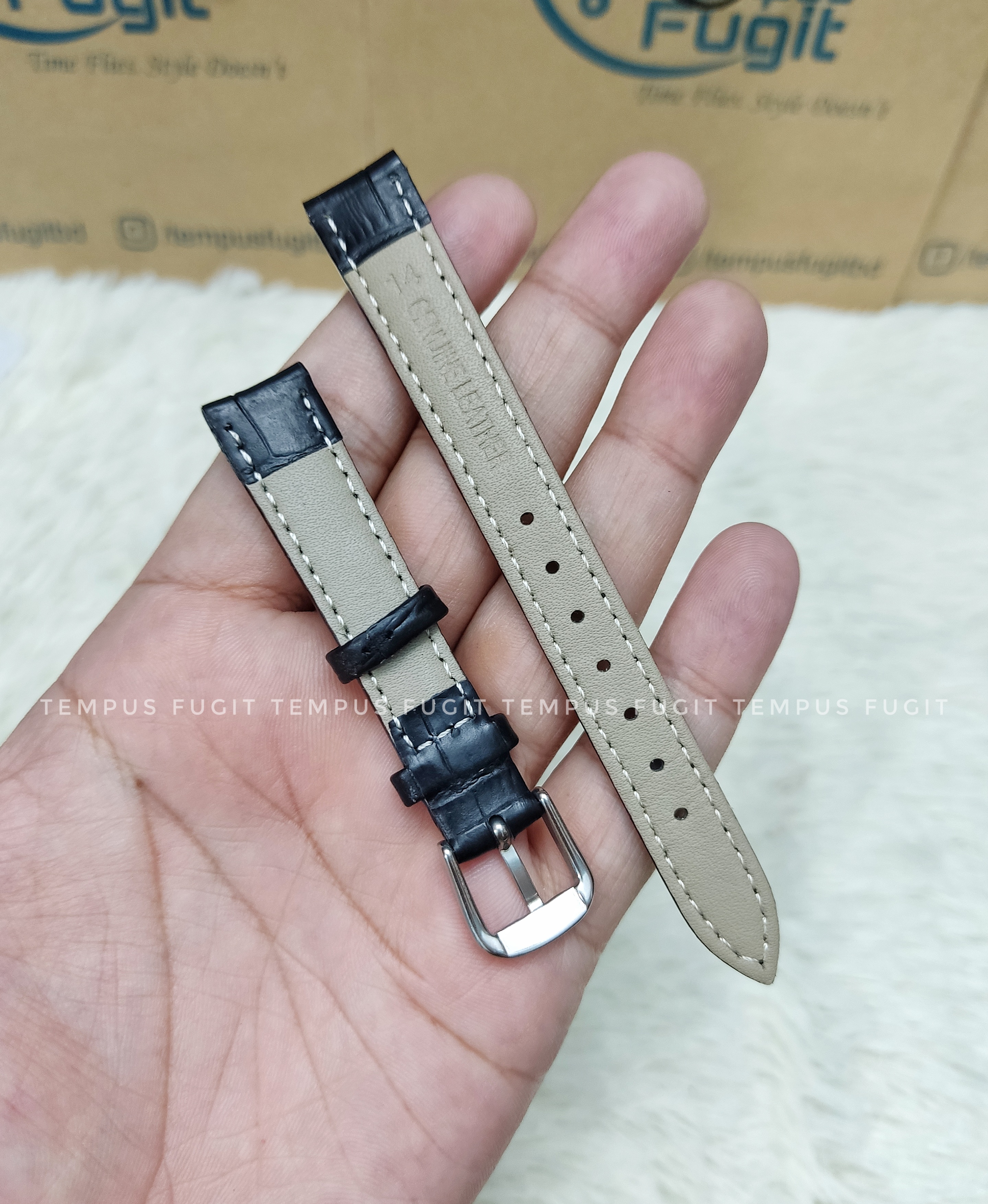 Ladies 14mm Structured Black Colored Watch Belt_img_1