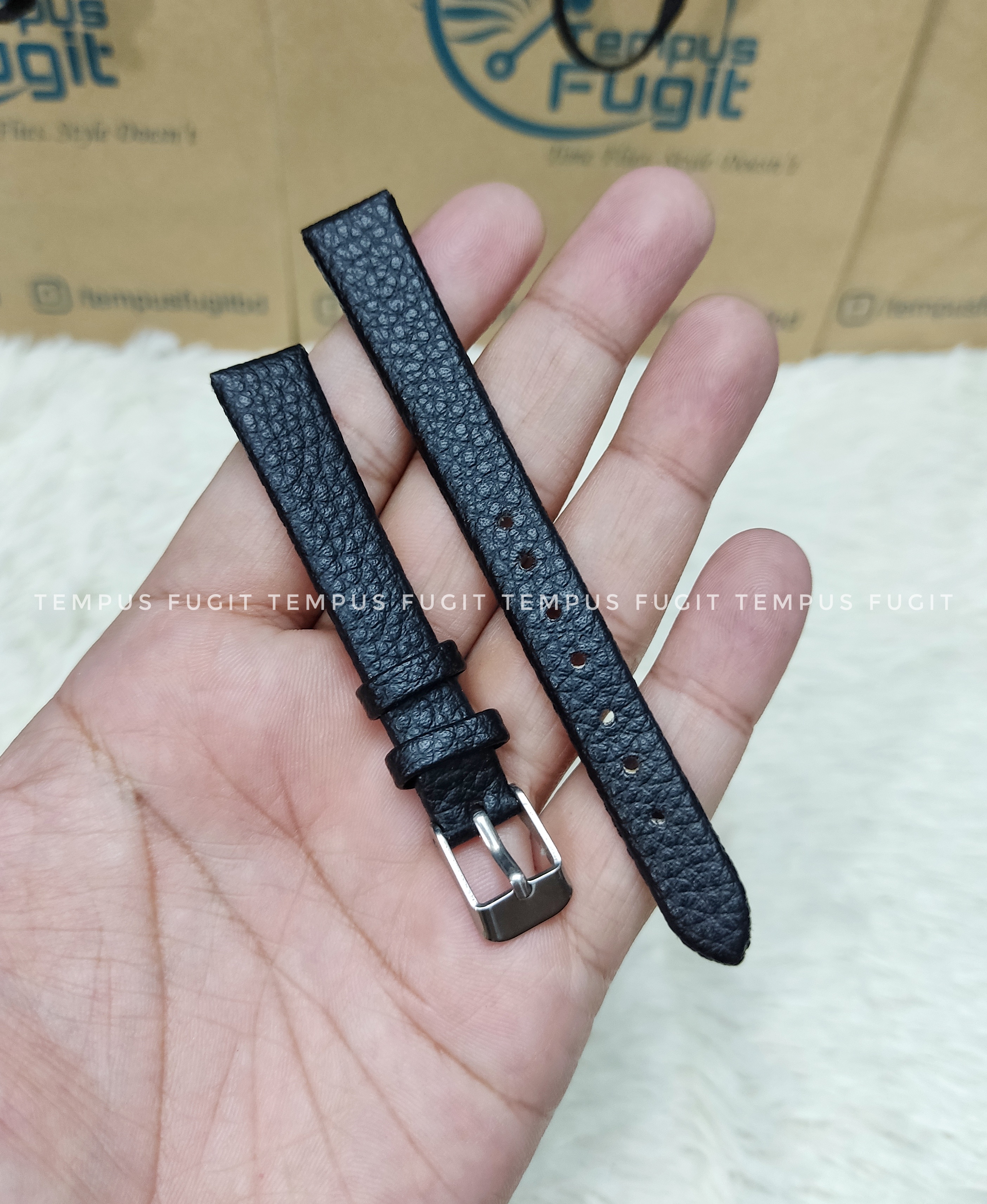 Ladies 12mm Structured Black Colored Watch Belt_img_0