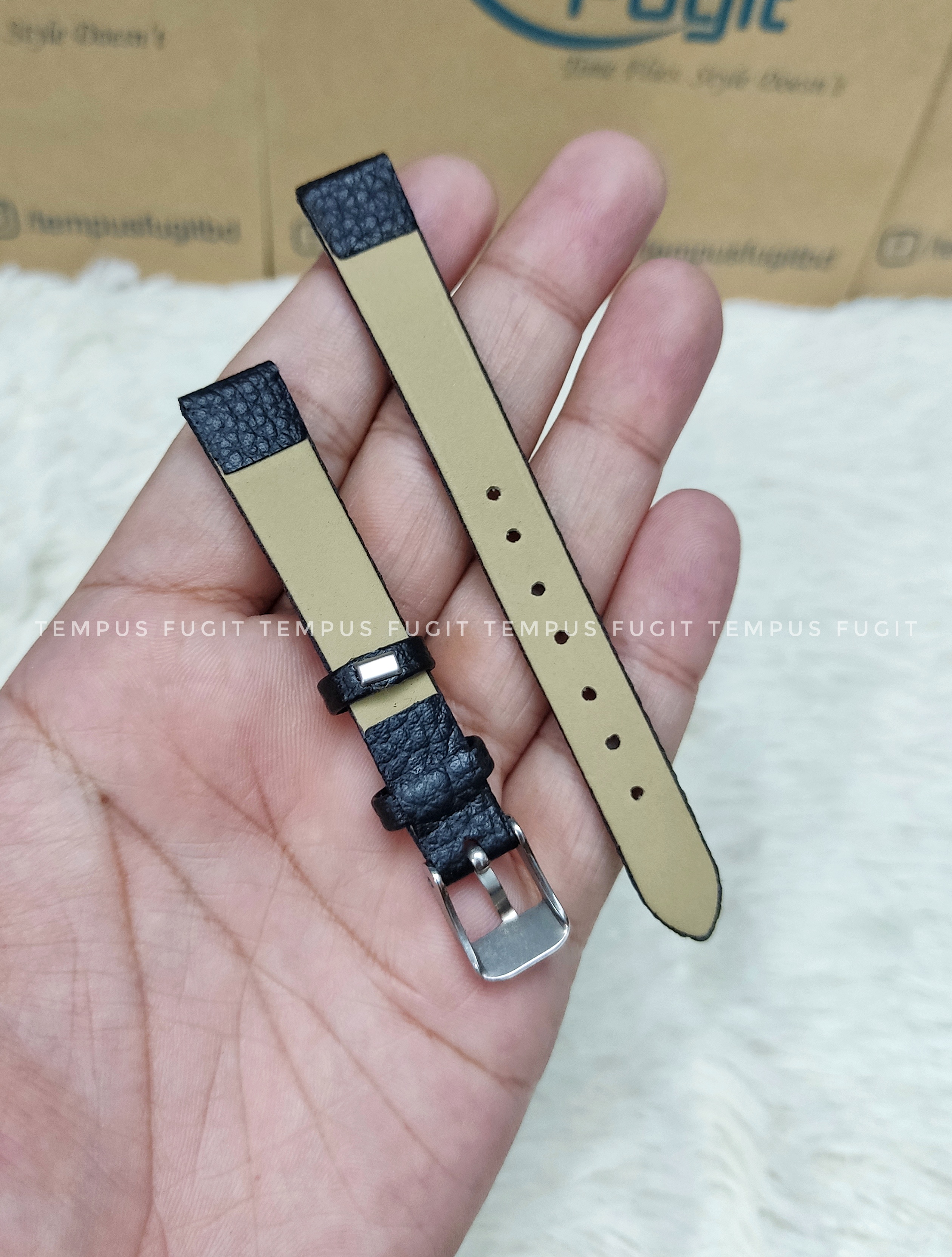 Ladies 12mm Structured Black Colored Watch Belt_img_1