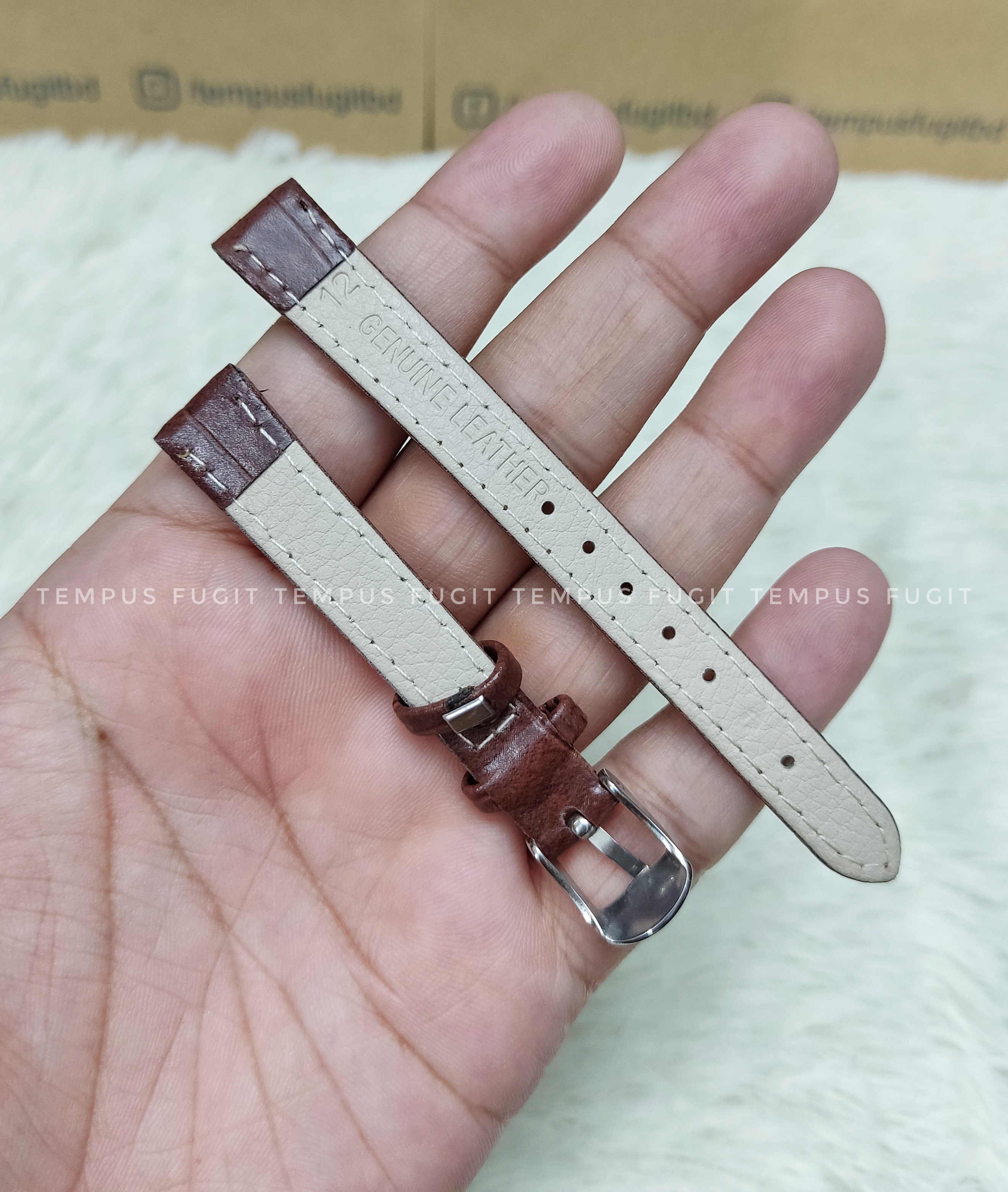 Ladies 12mm Structured Brown Colored Watch Belt_img_1