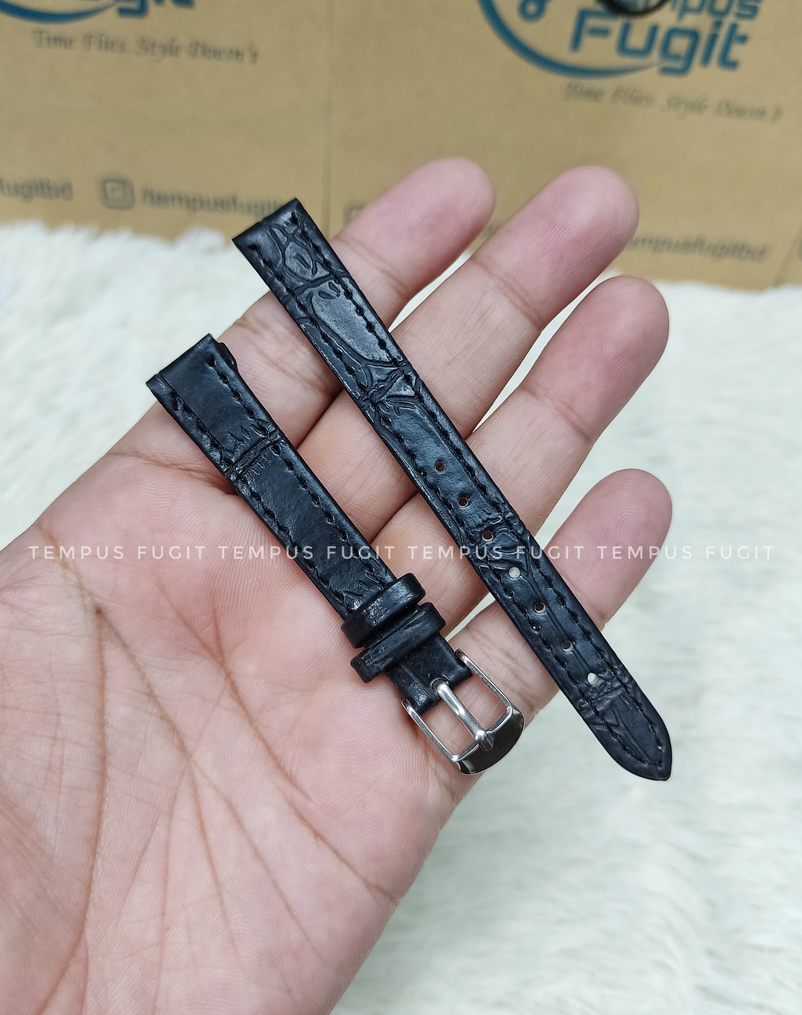 Ladies 12mm Structured Black Colored Watch Belt_img_0