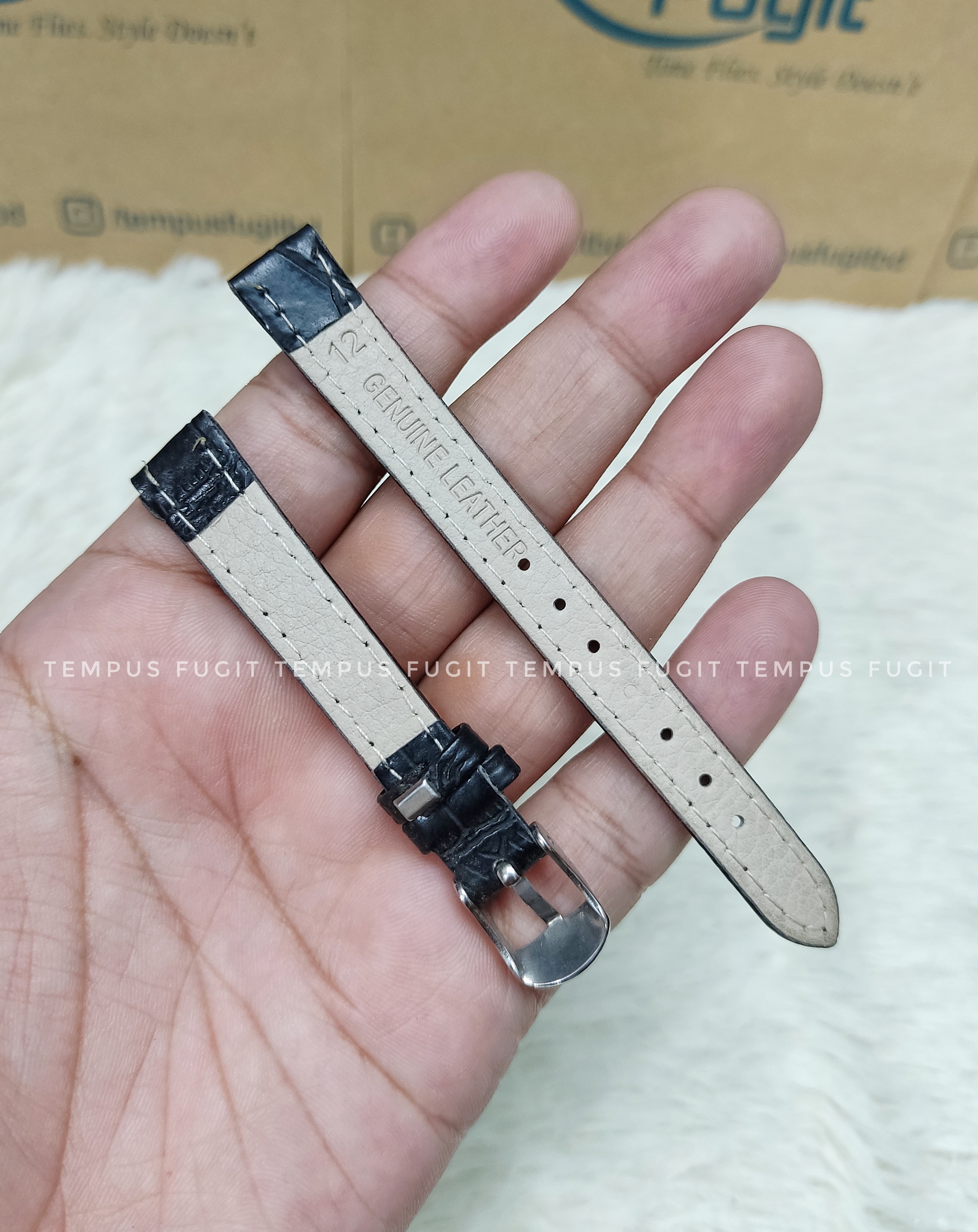 Ladies 12mm Structured Black Colored Watch Belt_img_1