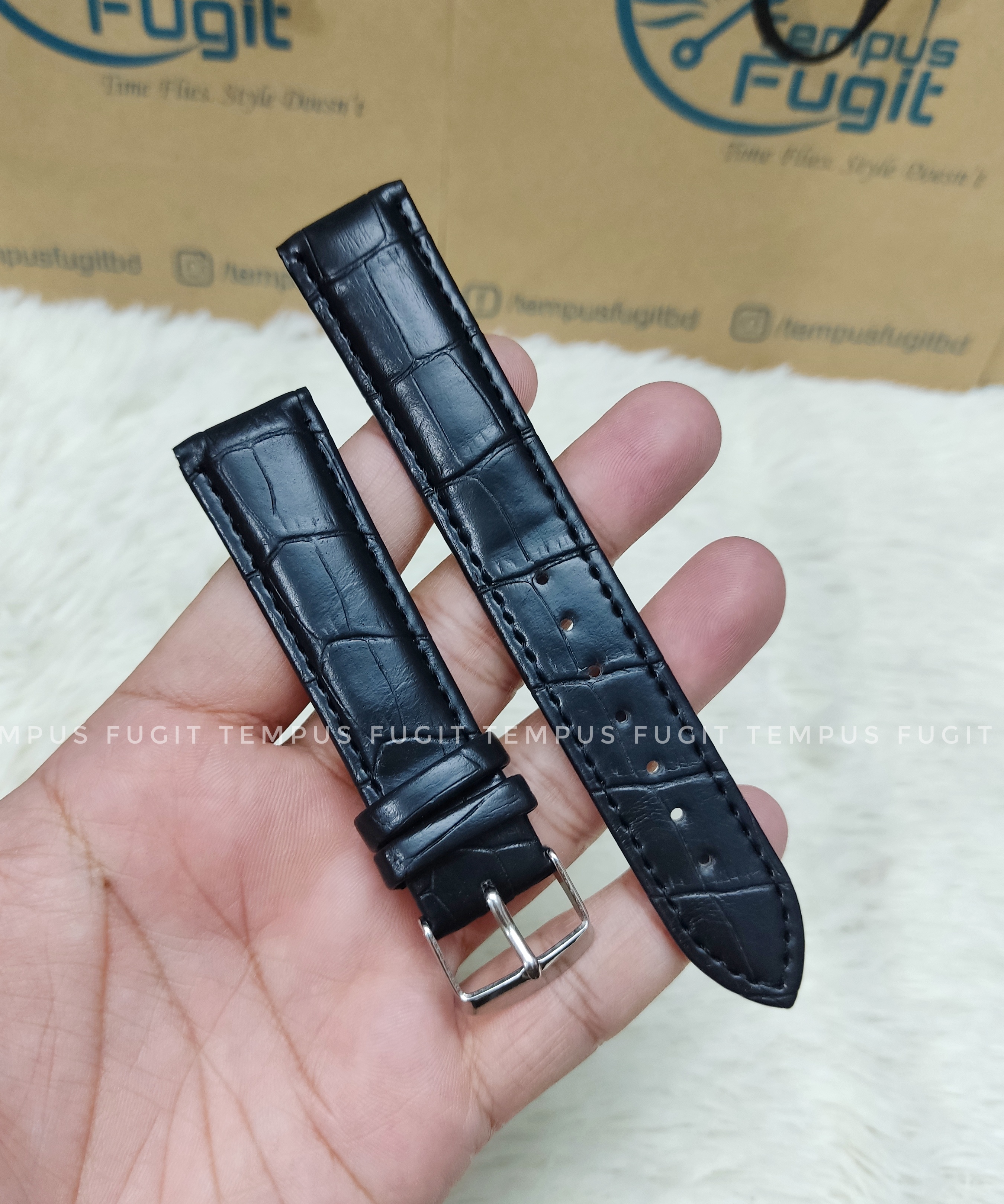 Gents 20mm Structured Black Colored Watch Belt_img_0