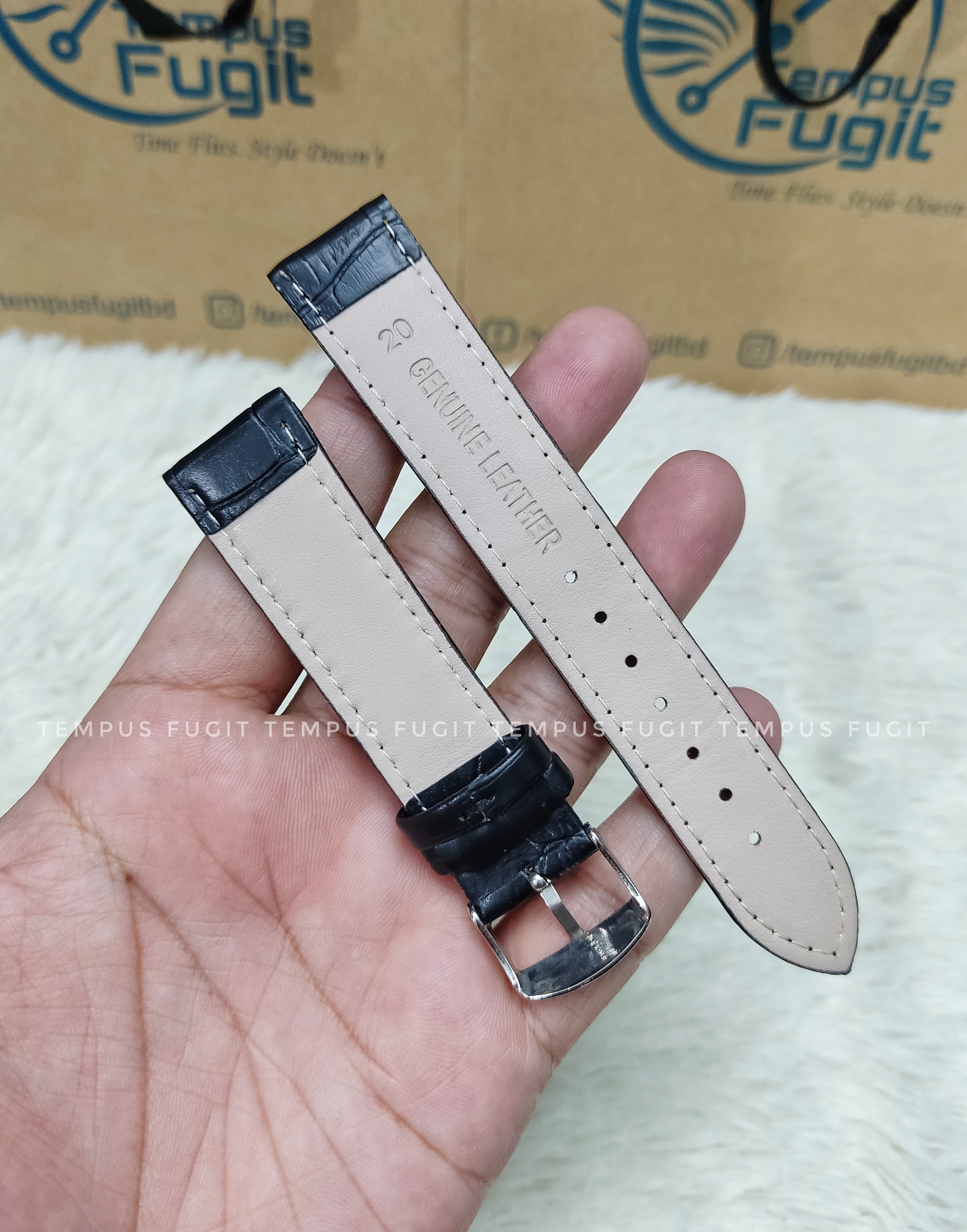 Gents 20mm Structured Black Colored Watch Belt_img_1