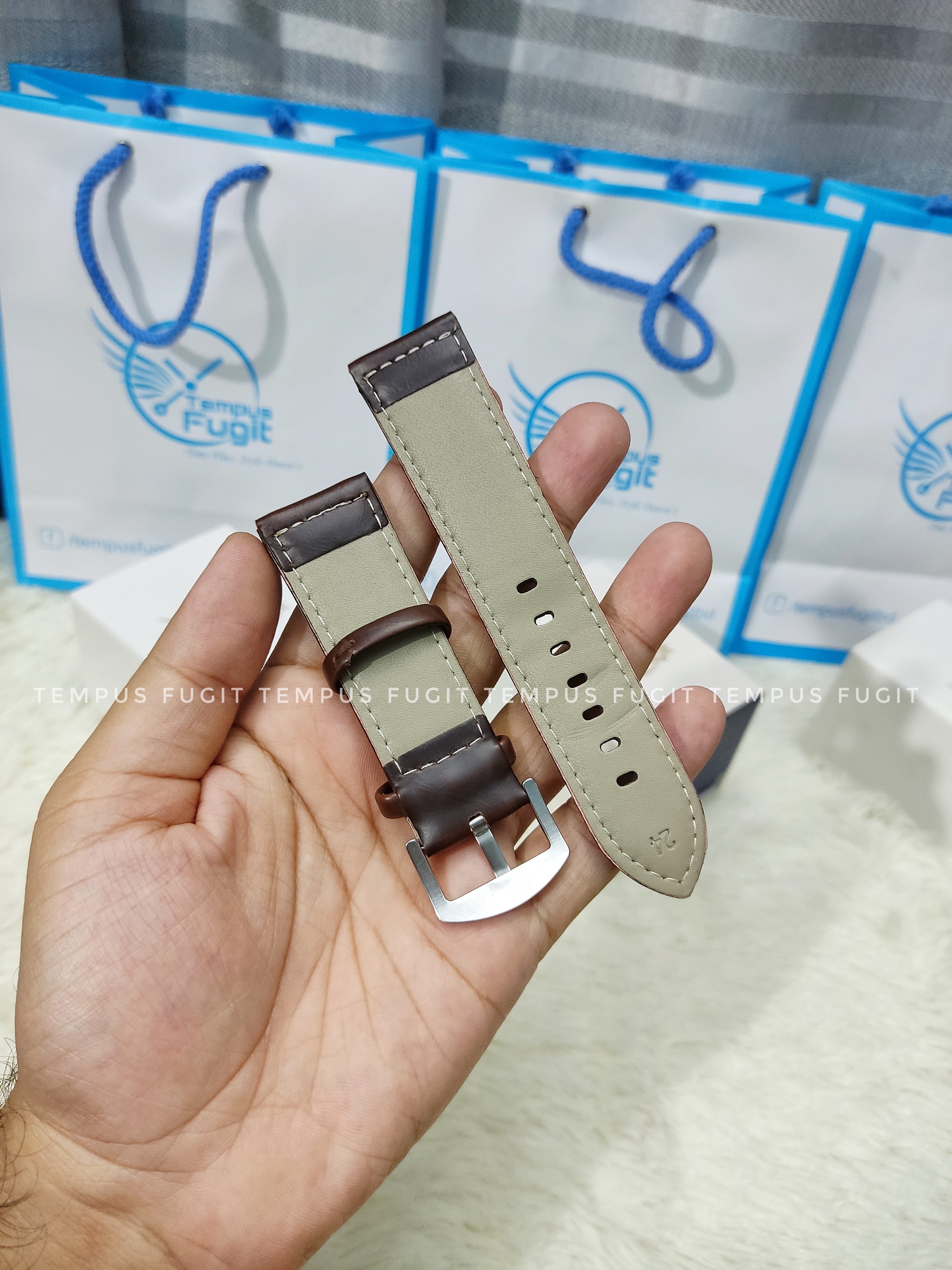 Gents 24mm Plain Chocolate Colored Watch Belt_img_1