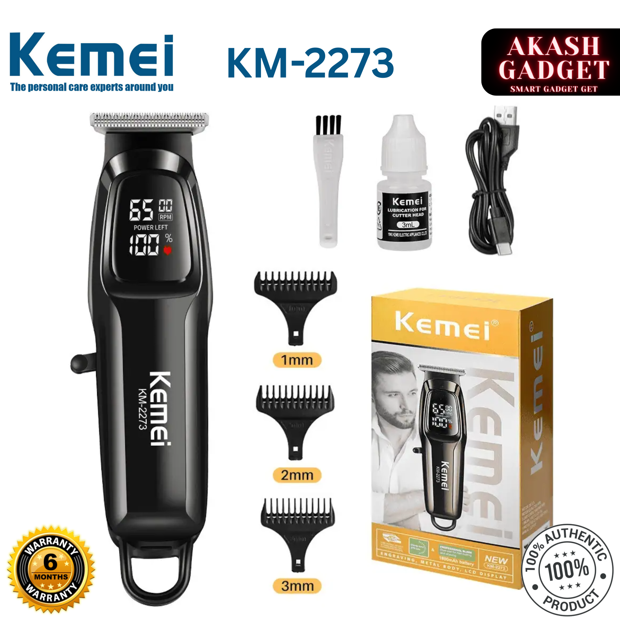 Kemei KM-2273 Hair Clipper and Beard Trimmer for Men_img_0