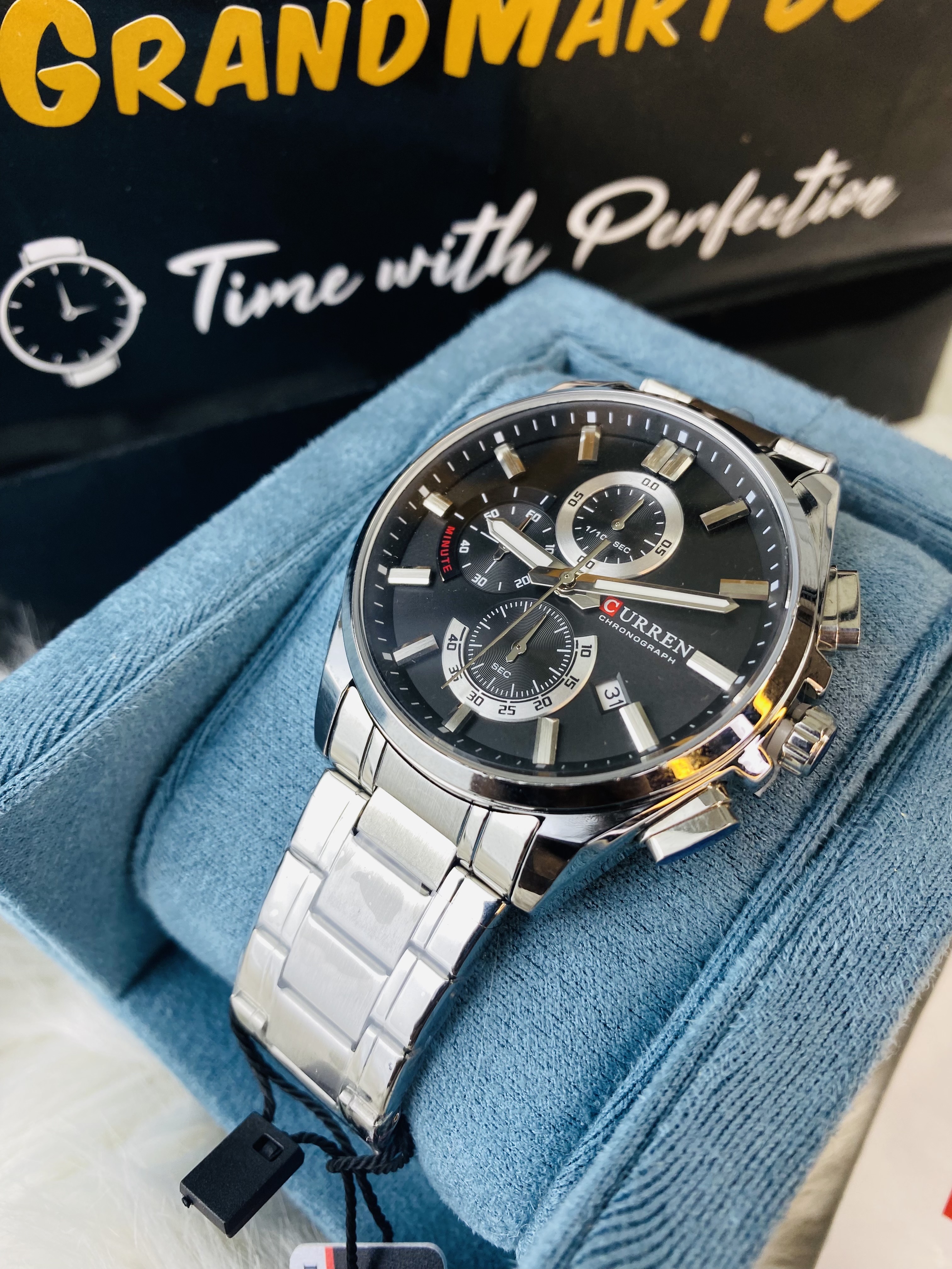 Curren 8475 Silver Black Watch For Men