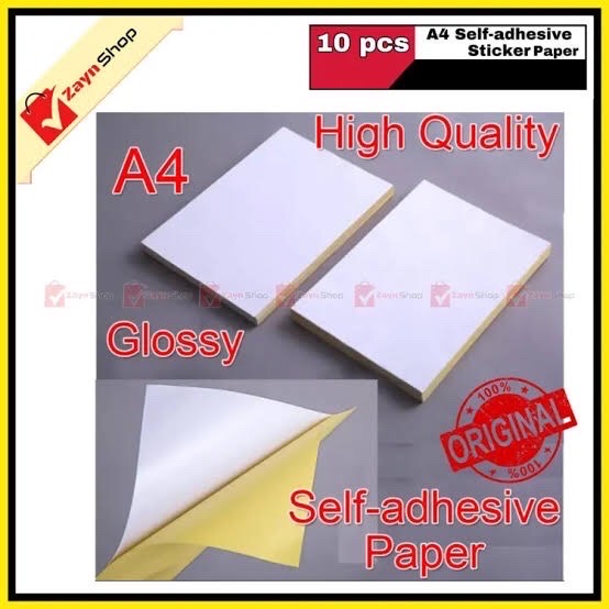 Sticker Paper A4 Size Self Adhesive Label white color 10 pcs - sticker_img_0