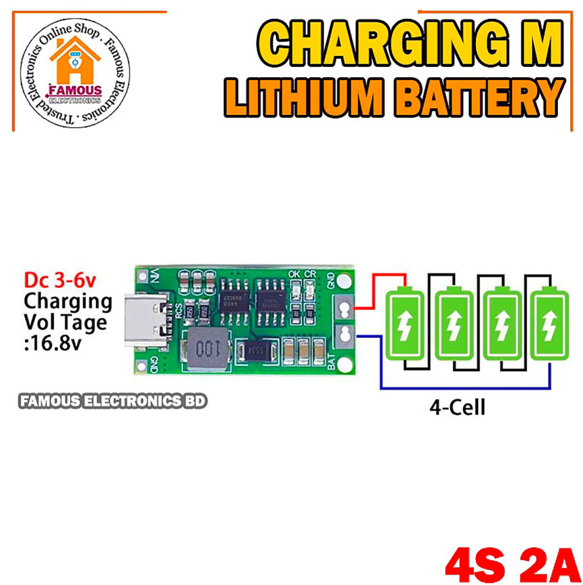 Multi-Cell 4S 2A Type-C To 12.6V Step-Up Boost Lipo- Polymer Li-Ion Charger 16.8V 18650 Lithium Battery_img_2