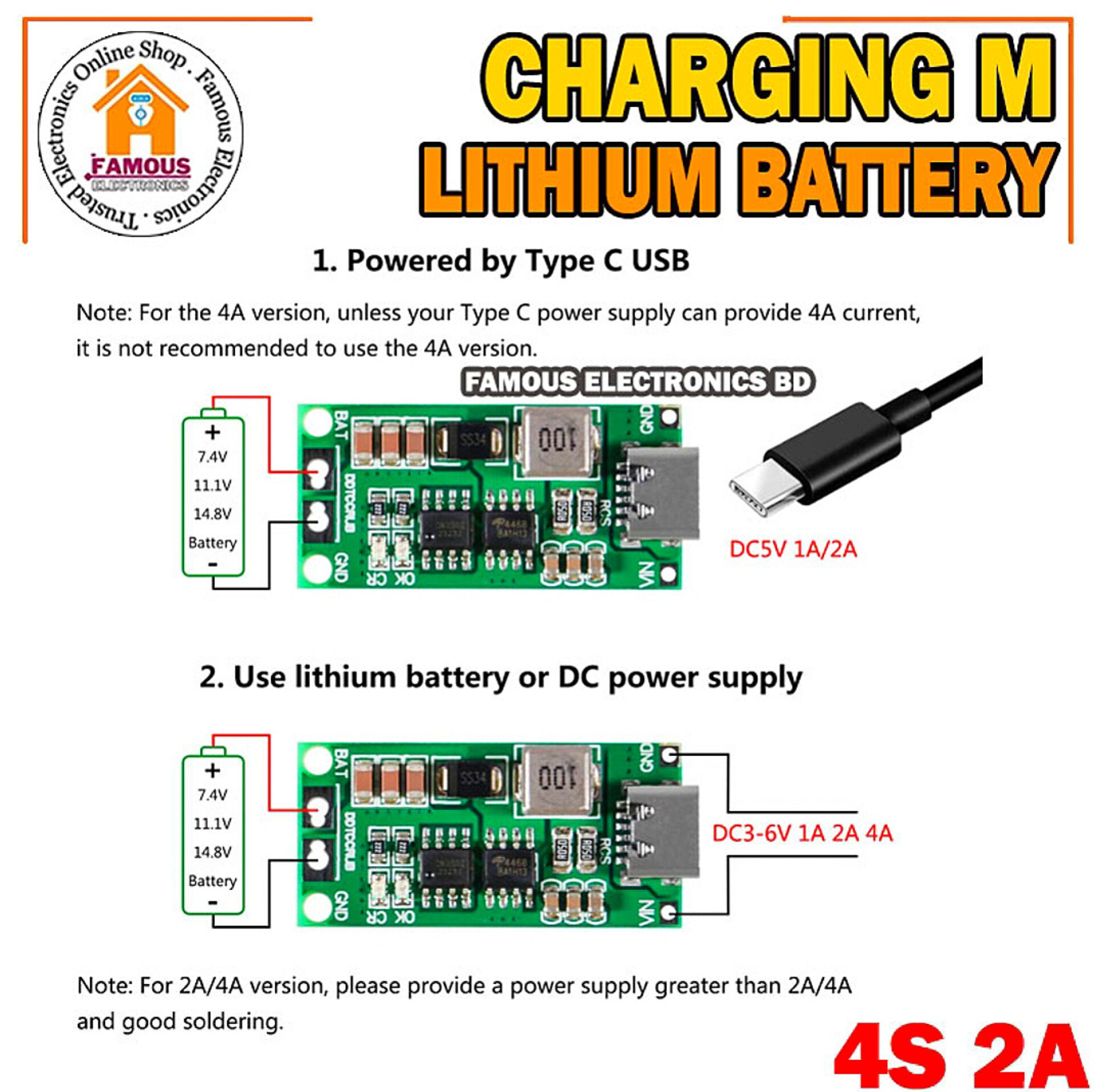 Multi-Cell 4S 2A Type-C To 12.6V Step-Up Boost Lipo- Polymer Li-Ion Charger 16.8V 18650 Lithium Battery_img_4