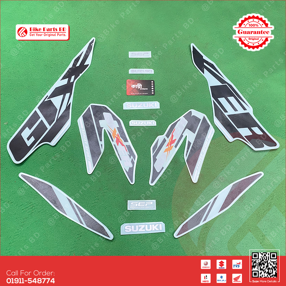 Full Set Sticker for Suzuki Gixxer Monotone (Old Model, Red Color) bike._img_1