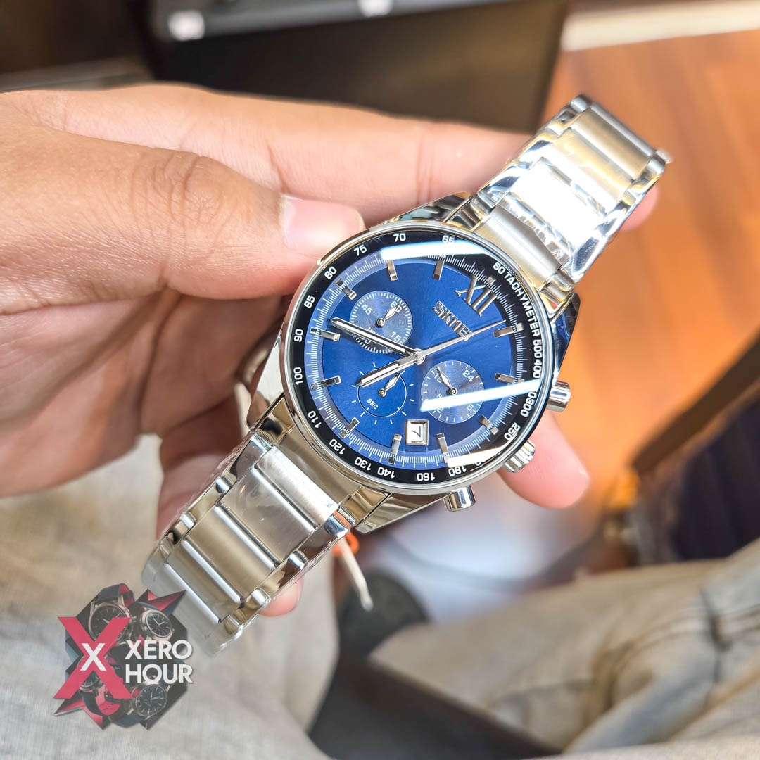 SKMEI 9096 Men’s Fashion Japan Movt Quartz Watch| Single Tone Blue Dial